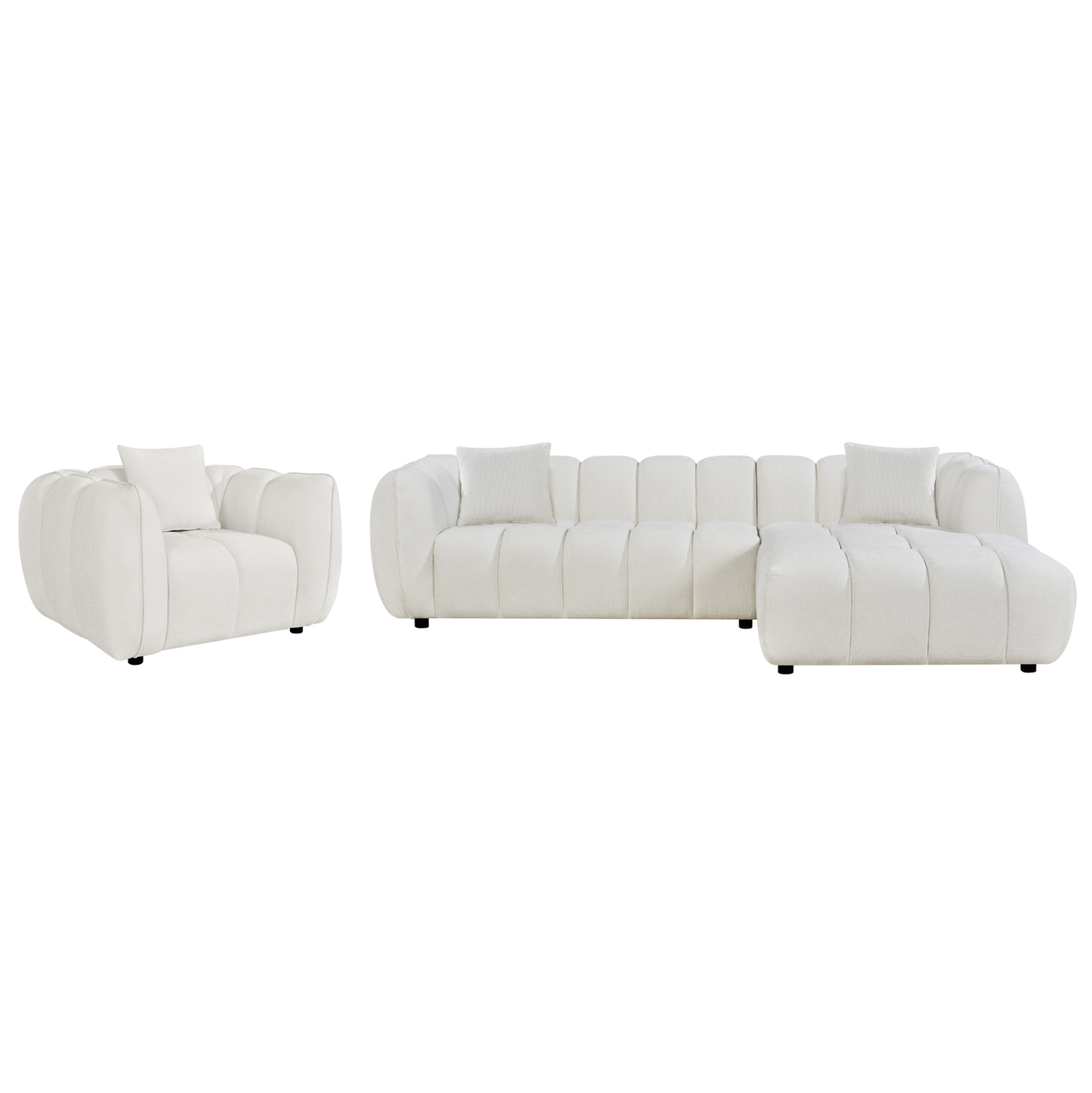 ΣΕΤ ΚΑΝΑΠΕΣ ΓΩΝΙΑ (ΔΕΞΙΑ)-ΠΟΛΥΘΡΟΝΑ LOUNGE LYKKE HM10820.02R ΕΚΡΟΥ ΥΦΑΣΜΑ 1