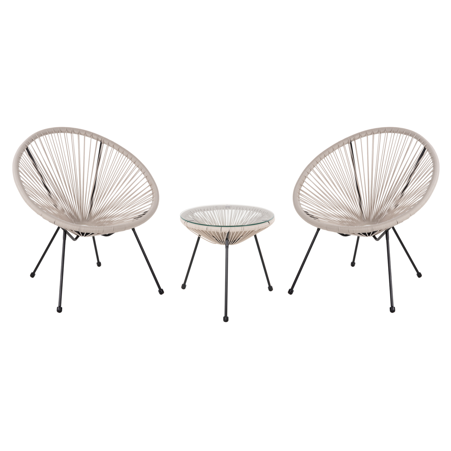 ΣΕΤ ΕΞΩΤΕΡΙΚΟΥ ΧΩΡΟΥ 3ΤΜΧ ACAPULCO HM11861.03 P.E.RATTAN ΕΚΡΟΥ-ΜΕΤΑΛΛΟ ΣΕ ΜΑΥΡΟ 1