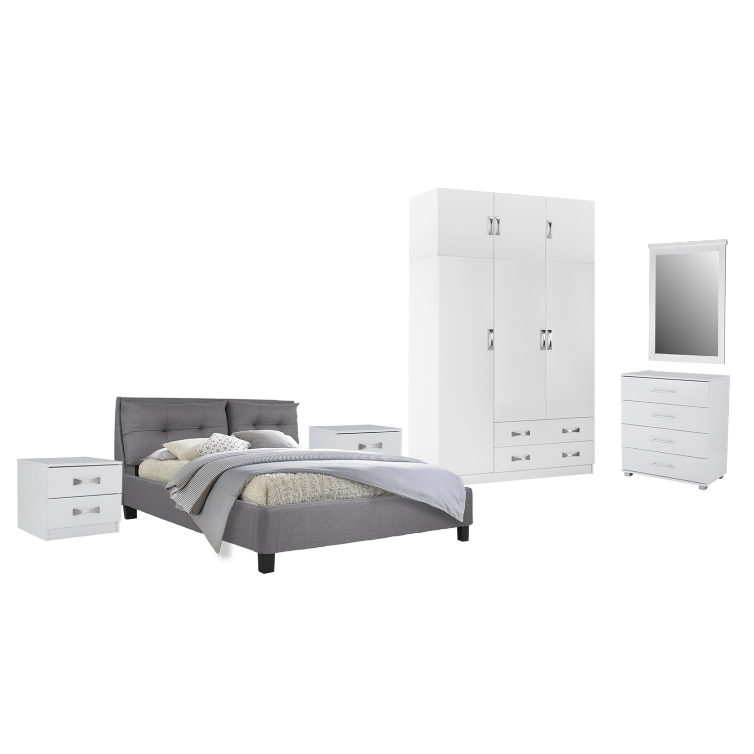 ΣΕΤ ΚΡΕΒΑΤΟΚΑΜΑΡΑΣ 6ΤΜΧ CARLY HM10884.05 ΜΕΛΑΜΙΝΗ ΛΕΥΚΗ-ΥΦΑΣΜΑ ΓΚΡΙ 1