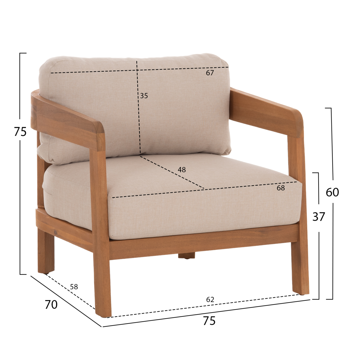 LOUNGE ΣΕΤ SOLARA HM10892 ΤΡΑΠΕΖΑΚΙ &amp; 2 ΠΟΛΥΘΡΟΝΕΣ--ΞΥΛΟ ΑΚΑΚΙΑΣ--ΕΚΡΟΥ ΜΑΞΙΛΑΡΙΑ 2