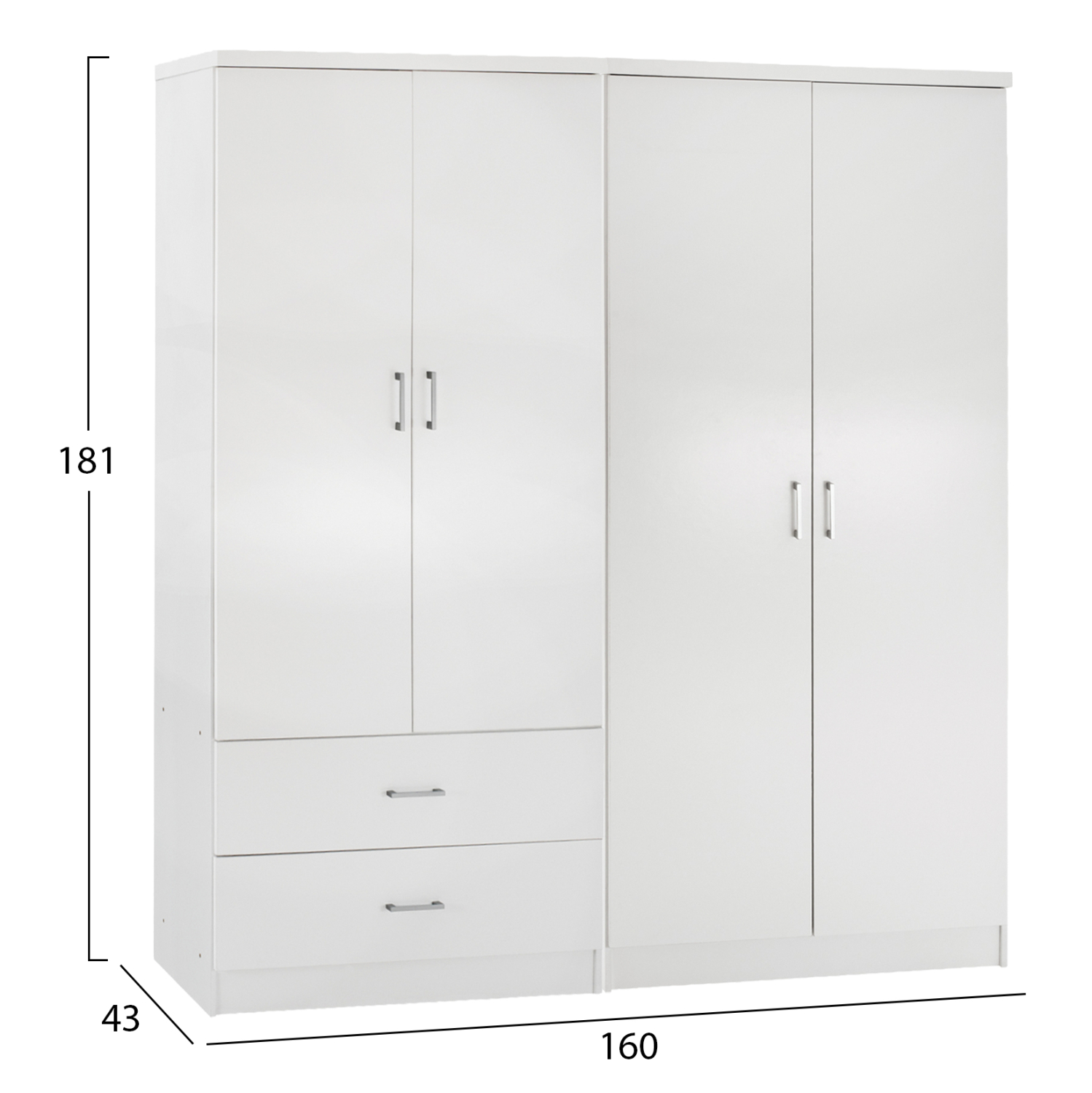 ΝΤΟΥΛΑΠΑ 4-ΦΥΛΛΗ ΜΕ 2 ΣΥΡΤΑΡΙΑ JENNA HM11351.05 ΜΕΛΑΜΙΝΗ ΣΕ ΛΕΥΚΟ 160x43x181Υ 2