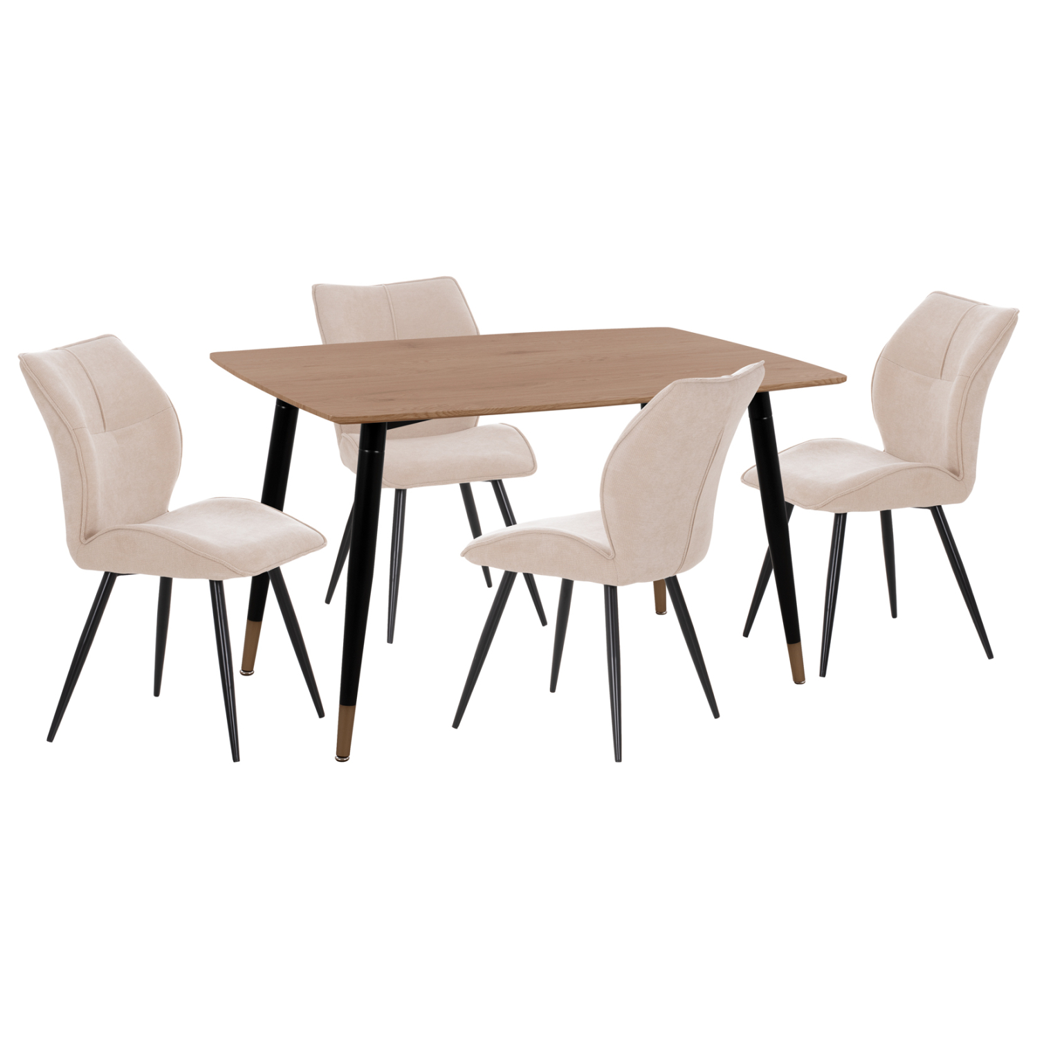 ΣΕΤ ΤΡΑΠΕΖΑΡΙΑΣ 5ΤΜΧ GAFF HM10847.02 MDF TOP ΦΥΣΙΚΟ--ΥΦΑΣΜΑ ΜΠΕΖ &amp; ΜΕΤΑΛΛΟ ΜΑΥΡΟ 1