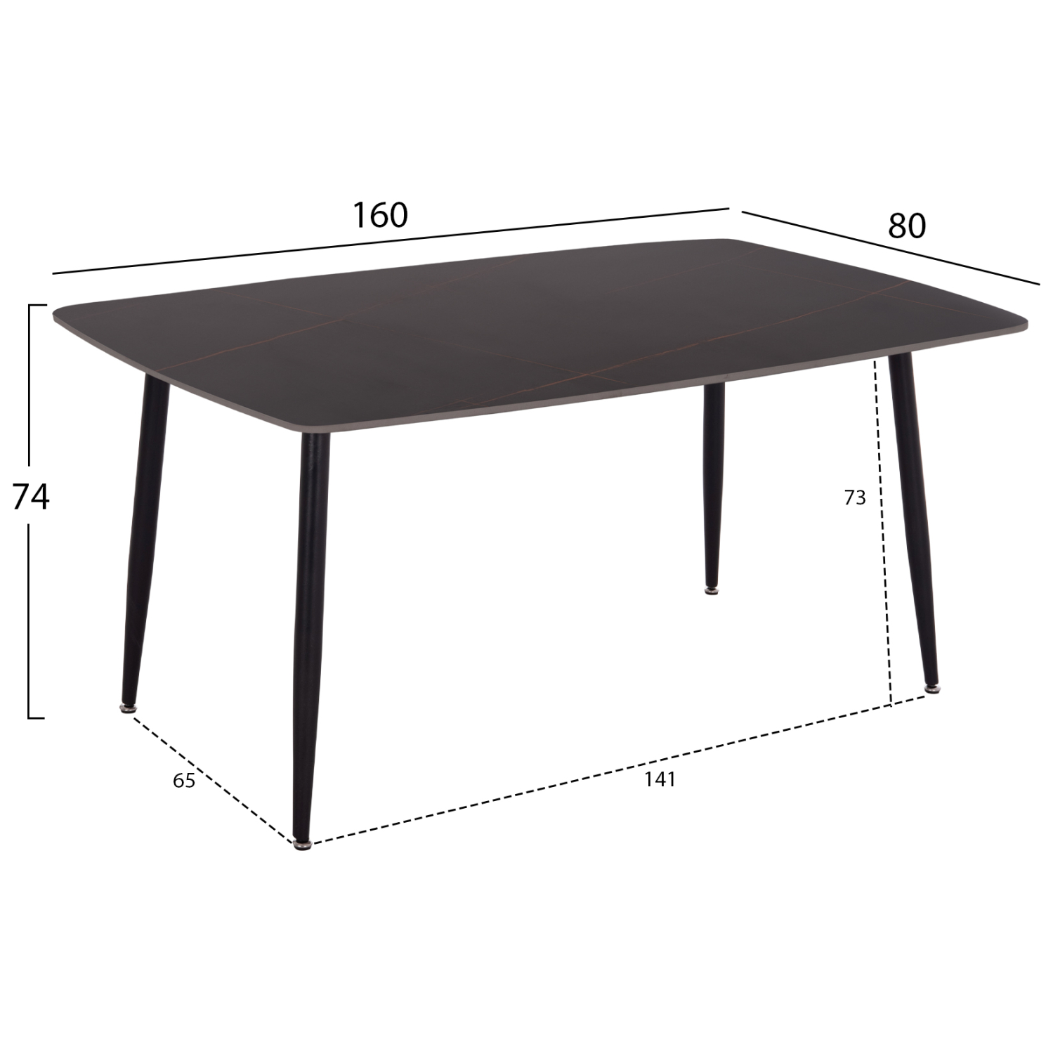 ΣΕΤ ΤΡΑΠΕΖΑΡΙΑΣ 5ΤΜΧ DETTON HM10940.01 ΚΕΡΑΜΙΚΟ TOP--ΥΦΑΣΜΑ ΓΚΡΙ &amp; ΜΕΤΑΛ.ΠΟΔΙΑ ΜΑΥΡΑ 2