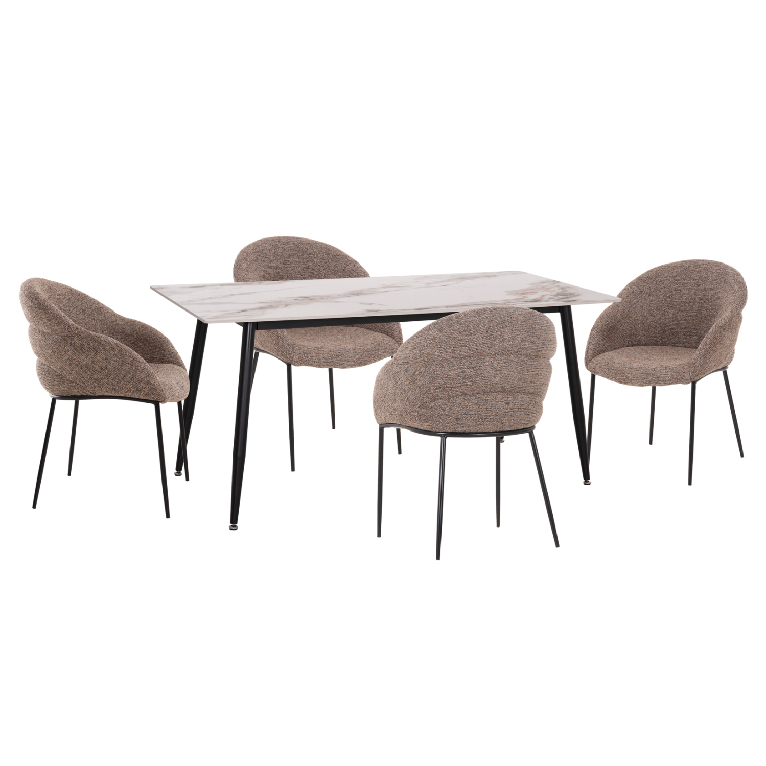 ΣΕΤ ΤΡΑΠΕΖΑΡΙΑΣ 5ΤΜΧ DRENNY HM10952.03 ΚΕΡΑΜΙΚΟ TOP--ΥΦΑΣΜΑ TAUPE &amp; ΜΕΤΑΛ.ΠΟΔΙΑ 1