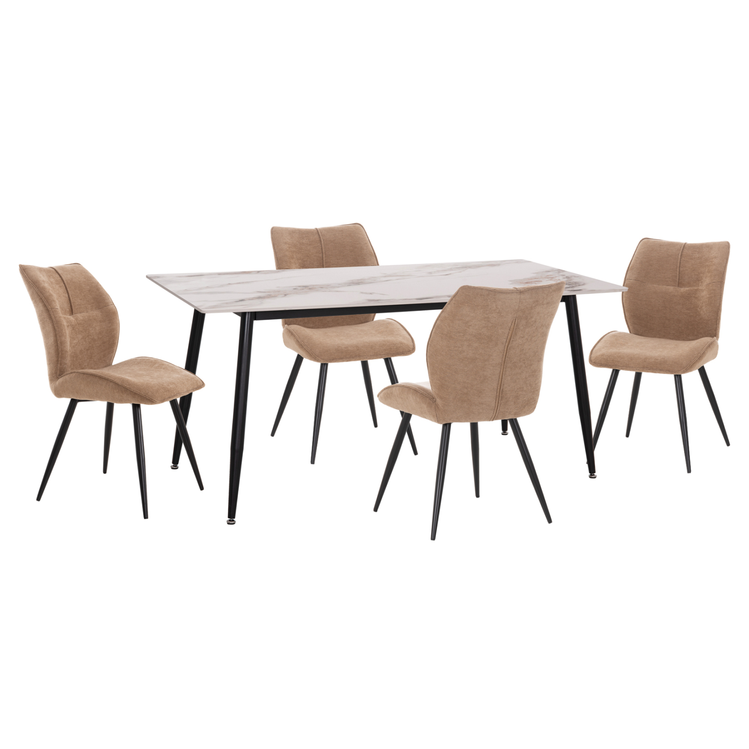 ΣΕΤ ΤΡΑΠΕΖΑΡΙΑΣ 5ΤΜΧ GAFF HM10953.03 ΚΕΡΑΜΙΚΟ TOP--ΥΦΑΣΜΑ TAUPE &amp; ΜΕΤΑΛ.ΠΟΔΙΑ ΜΑΥΡΑ 1