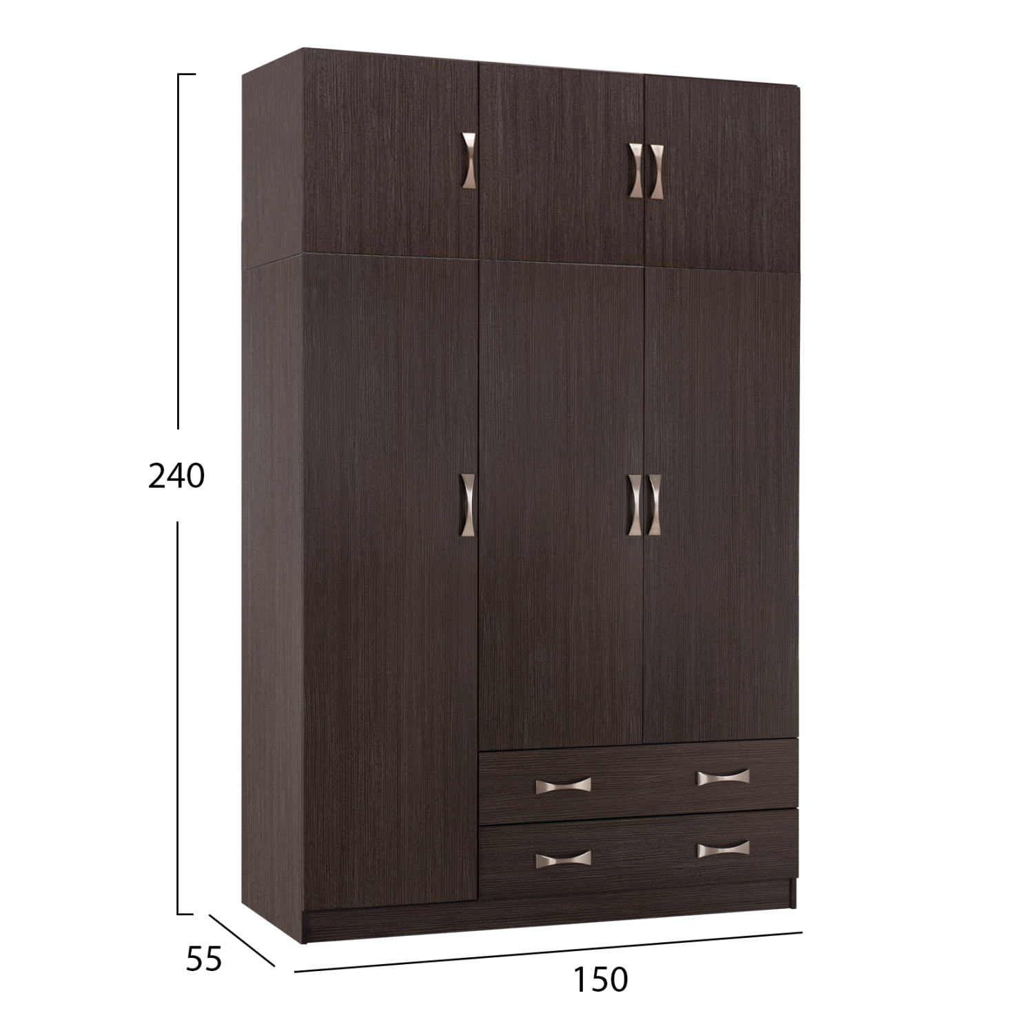 ΝΤΟΥΛΑΠΑ 3ΦΥΛΛΗ ΜΕ ΠΑΤΑΡΙ CARLY HM10891.01 ΜΕΛΑΜΙΝΗ ΣΕ ZEBRANO 150X55Χ240Υεκ. 2