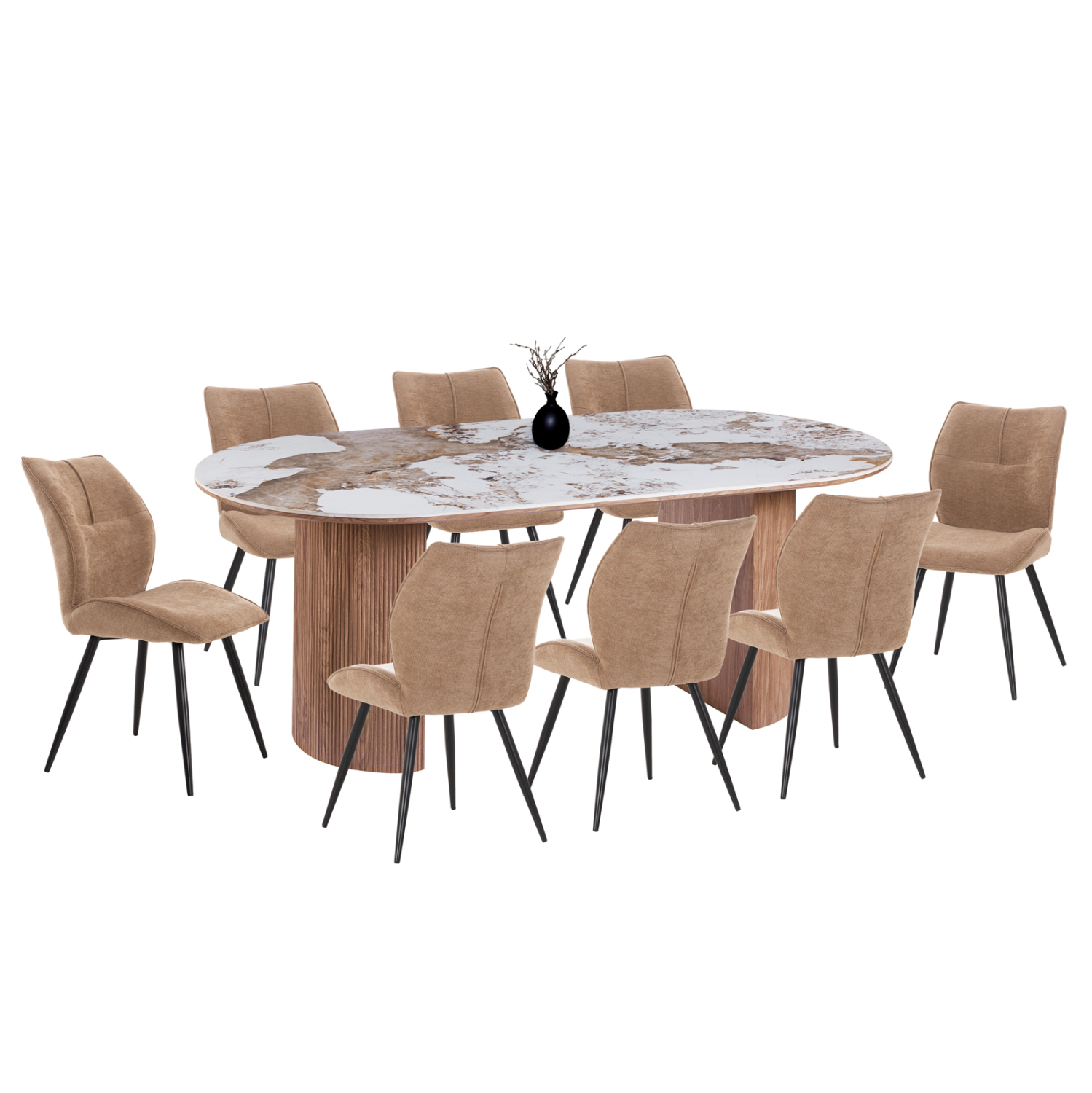 ΣΕΤ ΤΡΑΠΕΖΑΡΙΑΣ 9ΤΜΧ MARBLEX HM11394.03 ΚΕΡΑΜΙΚΟ TOP PANDORA--ΚΑΡΕΚΛΕΣ ΥΦΑΣΜΑ TAUPE 1