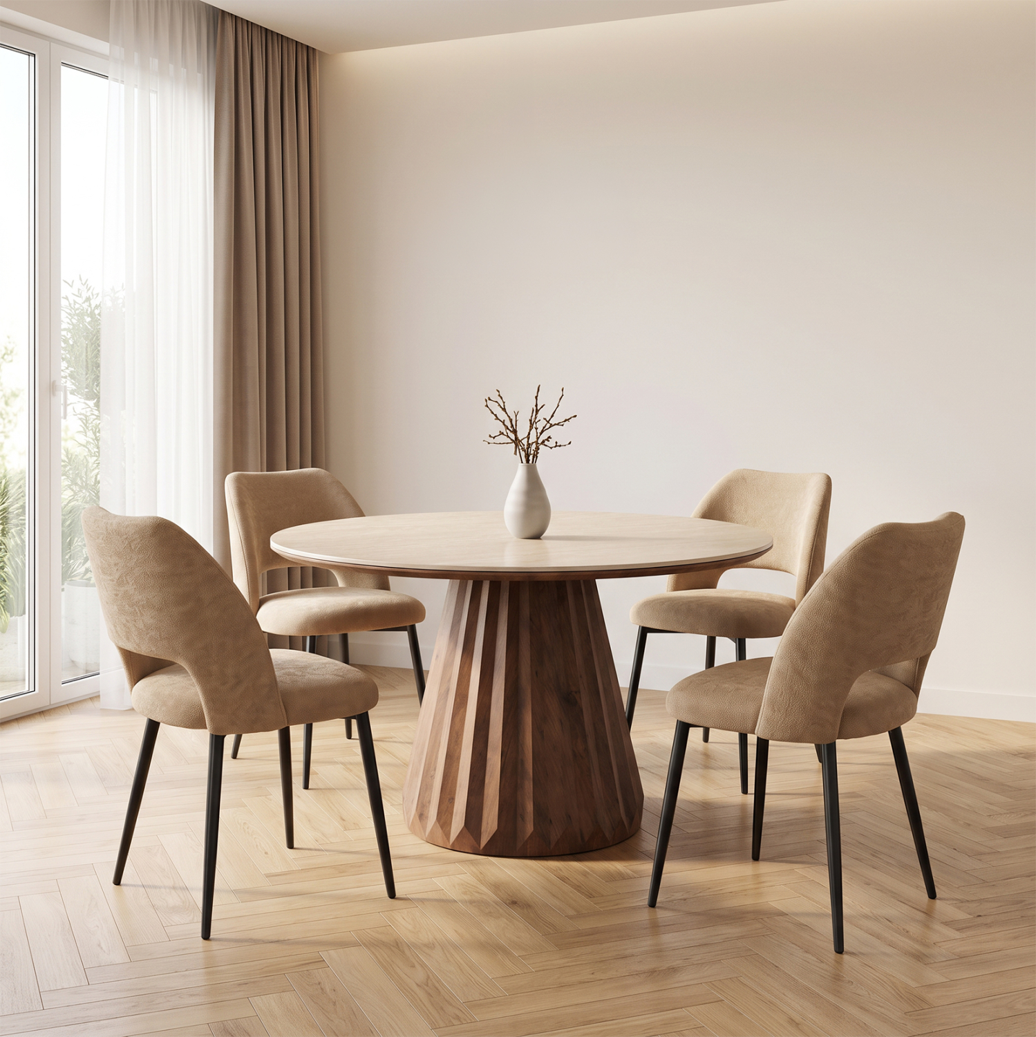 ΣΕΤ ΤΡΑΠΕΖΑΡΙΑΣ 5ΤΜΧ WALDEN HM12104.03 ΚΕΡΑΜΙΚΟ TOP ΤΡΑΒΕΡΤΙΝΑ--ΥΦΑΣΜΑ TAUPE 2