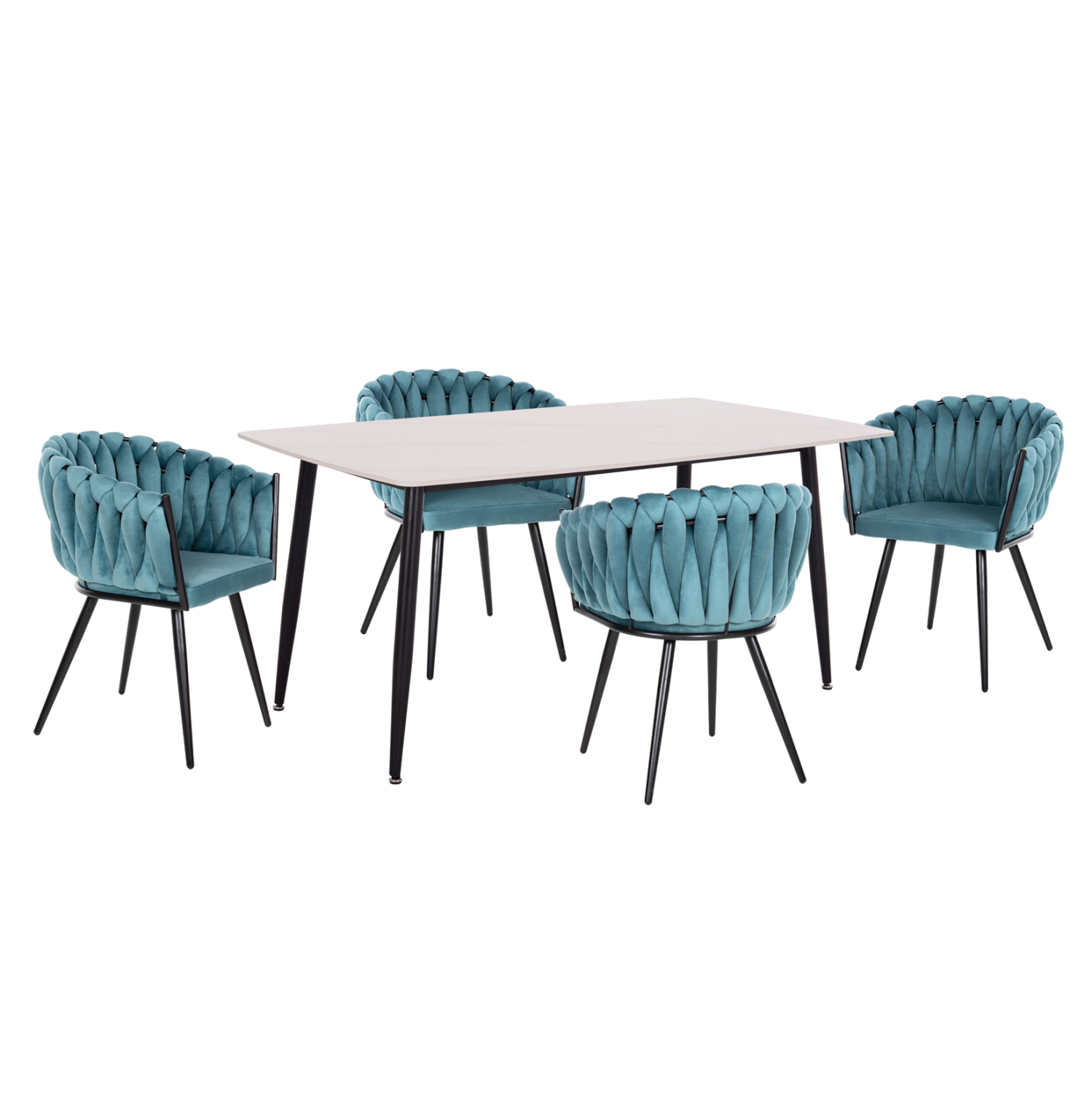ΣΕΤ ΤΡΑΠΕΖΑΡΙΑΣ 5ΤΜΧ RAVEN HM12121.01 ΚΕΡΑΜΙΚΟ TOP ΛΕΥΚΟ ΜΑΡΜΑΡΟ--ΤΙΡΚΟΥΑΖ ΒΕΛΟΥΔΟ 1