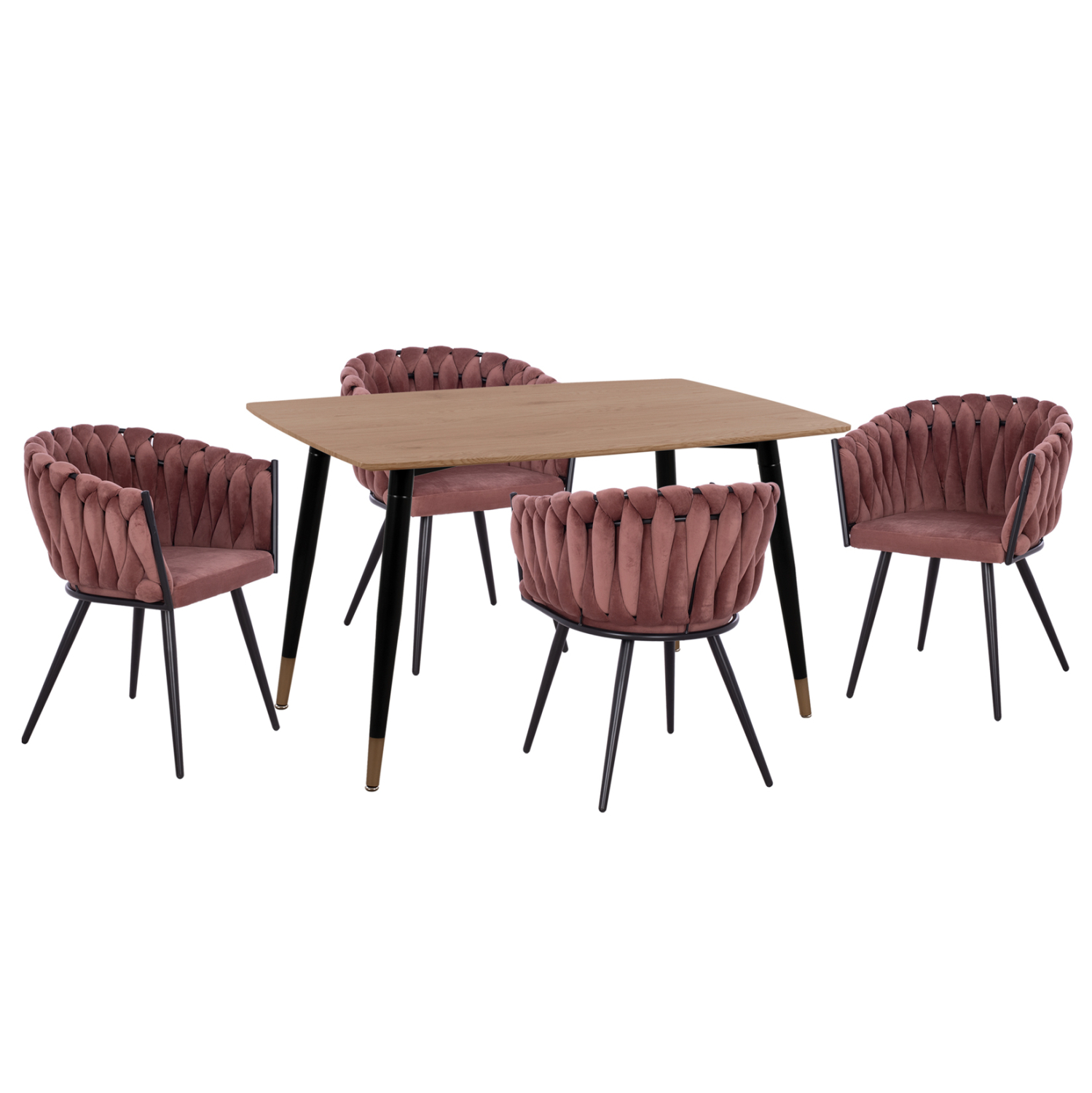 ΣΕΤ ΤΡΑΠΕΖΑΡΙΑΣ 5ΤΜΧ ALIZA HM12122.01 MDF TOP ΣΕ ΦΥΣΙΚΟ--ΣΑΠΙΟ ΜΗΛΟ ΒΕΛΟΥΔΟ 1