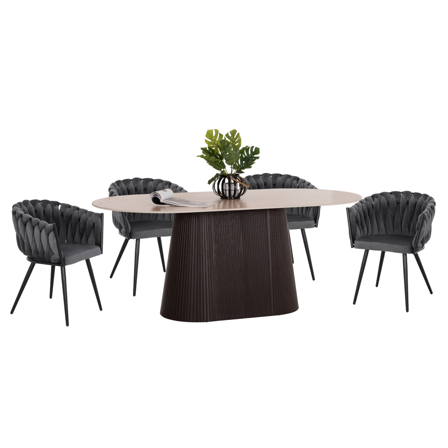 ΣΕΤ ΤΡΑΠΕΖΑΡΙΑΣ 5ΤΜΧ CATER HM12118.01 ΚΕΡΑΜΙΚΟ TOP ΟΒΑΛ--ΓΚΡΙ ΒΕΛΟΥΔΟ 1