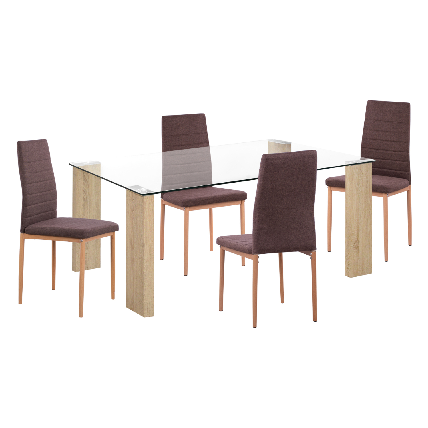 ΣΕΤ ΤΡΑΠΕΖΑΡΙΑΣ 5ΤΜΧ LADY HM11595 ΓΥΑΛΙ--ΜΕΤΑΛΛΟ--MDF ΣΕ SONAMA &amp; ΚΑΦΕ ΥΦΑΣΜΑ 1