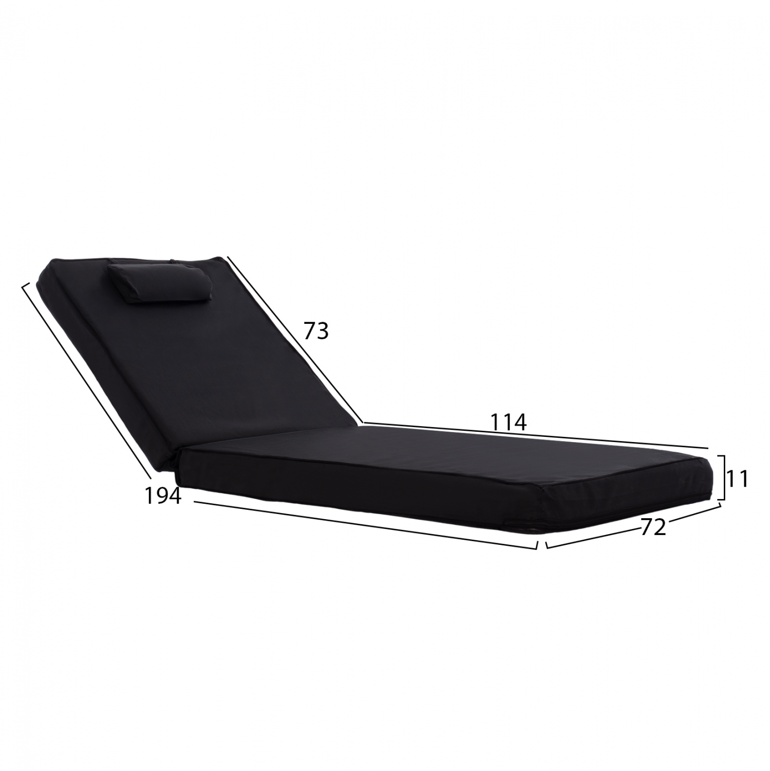 ΜΑΞΙΛΑΡΙ ΞΑΠΛΩΣΤΡΑΣ TEXTILENE 600gr/m2 2X1 SIFNOS ΜΑΥΡΟ HM11237.05T 194x70x11 εκ. 2