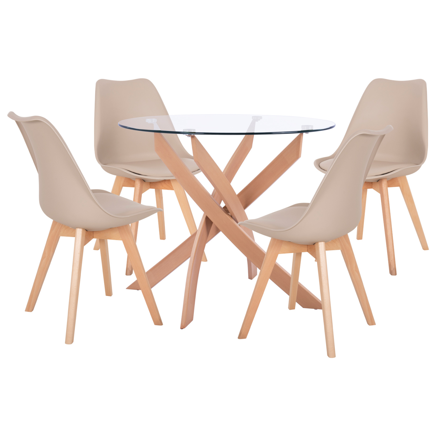 ΣΕΤ ΤΡΑΠΕΖΑΡΙΑΣ 5ΤΜΧ ΤΡΑΠΕΖΙ Φ90X74 &amp; 4 ΚΑΡΕΚΛΕΣ VEGAS ΚΑΠΟΥΤΣΙΝΟ HM11693.25 1