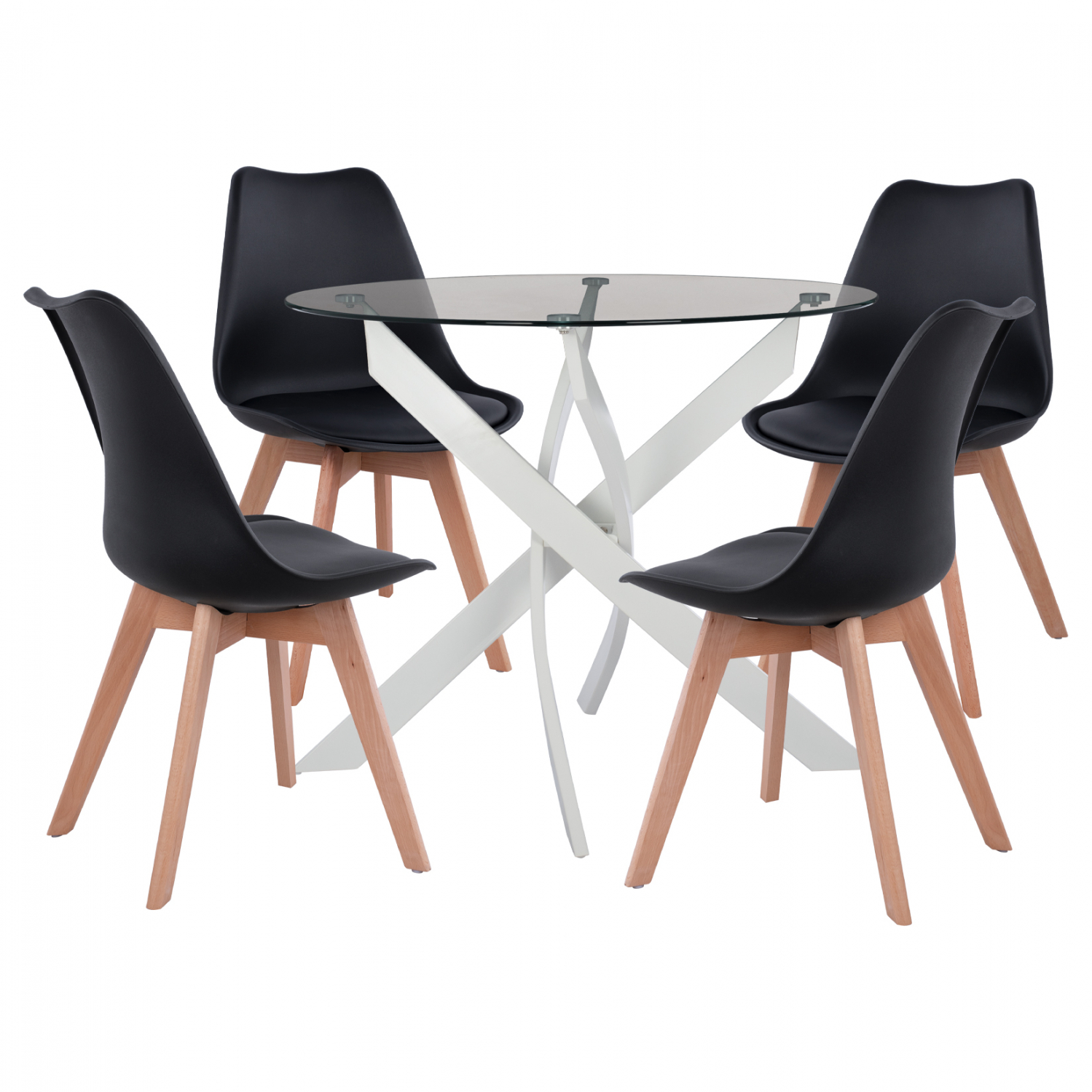 ΣΕΤ ΤΡΑΠΕΖΑΡΙΑΣ 5ΤΜΧ ΤΡΑΠΕΖΙ Φ90X74 &amp; 4 ΚΑΡΕΚΛΕΣ VEGAS ΜΑΥΡΕΣ HM11694.02 1