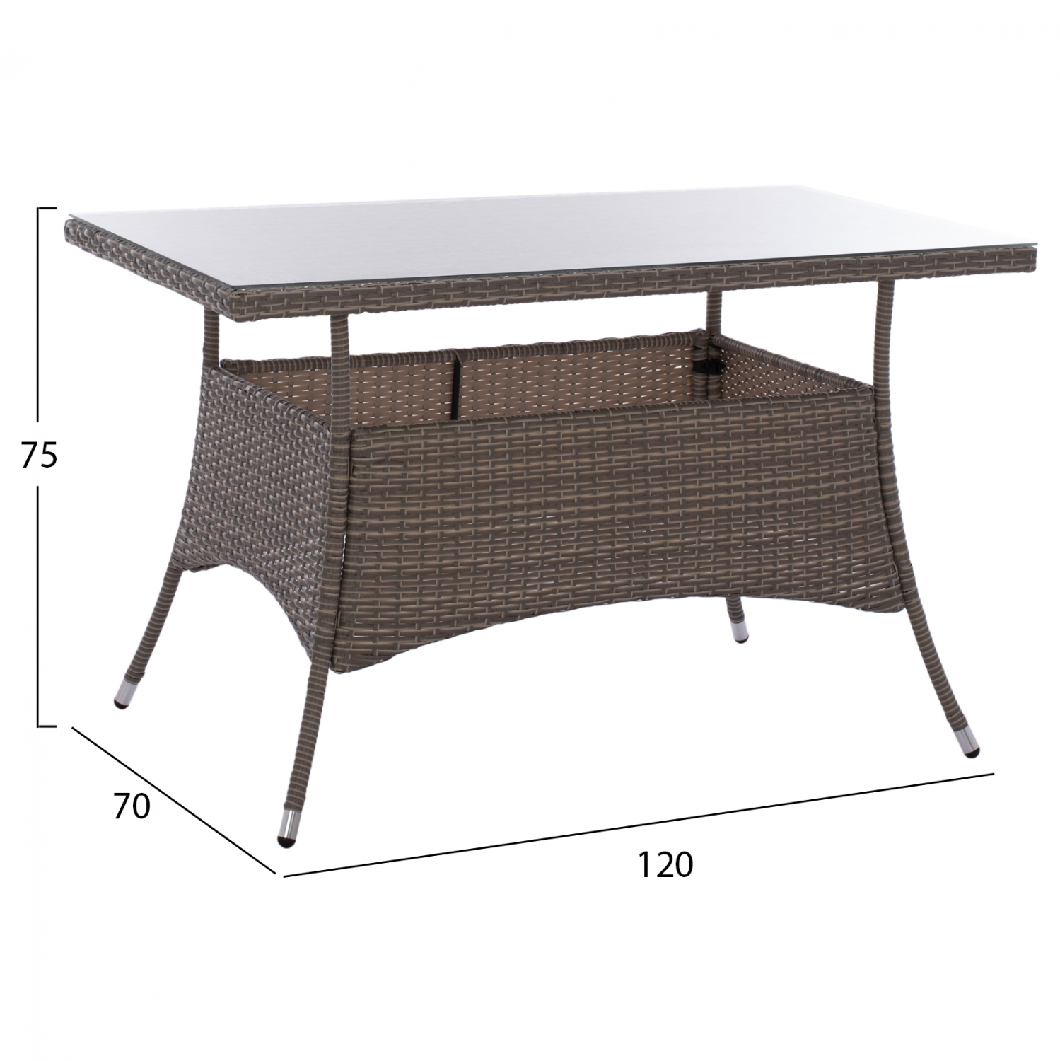 ΣΕΤ ΤΡΑΠΕΖΑΡΙΑΣ 5ΤΜΧ ΤΡΑΠ. 120X70 &amp; ΠΟΛΥΘΡΟΝΕΣ WICKER RATTAN ΓΚΡΙ HM11711.31 2