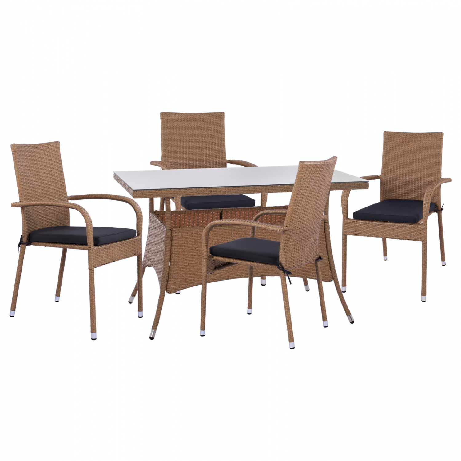 ΣΕΤ ΤΡΑΠΕΖΑΡΙΑΣ 5ΤΜΧ ΤΡΑΠ. 120Χ70 &amp; ΠΟΛΥΘΡΟΝΕΣ WICKER RATTAN ΜΠΕΖ ΚΑΦΕ HM11711.32 1