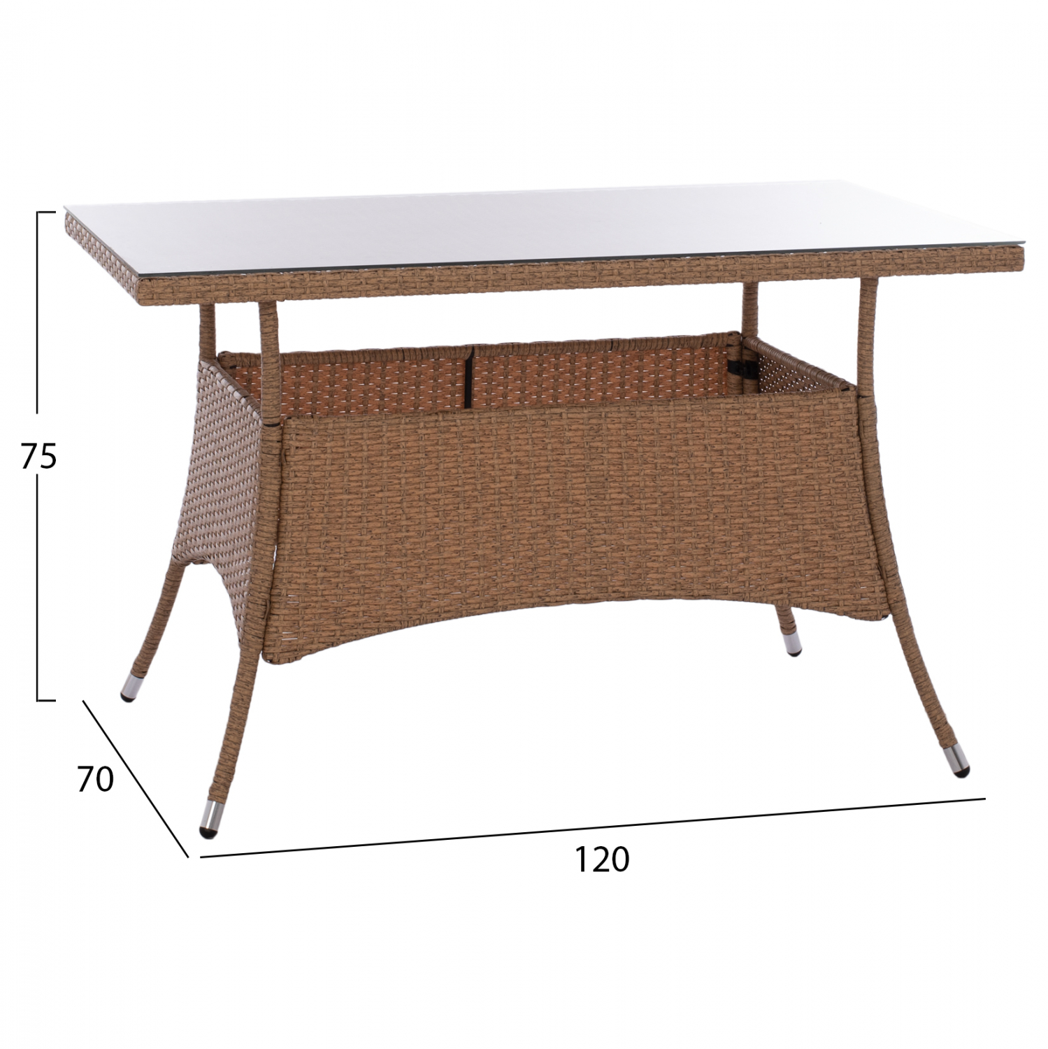 ΣΕΤ ΤΡΑΠΕΖΑΡΙΑΣ 5ΤΜΧ ΤΡΑΠ. 120Χ70 &amp; ΠΟΛΥΘΡΟΝΕΣ WICKER RATTAN ΜΠΕΖ ΚΑΦΕ HM11711.32 2