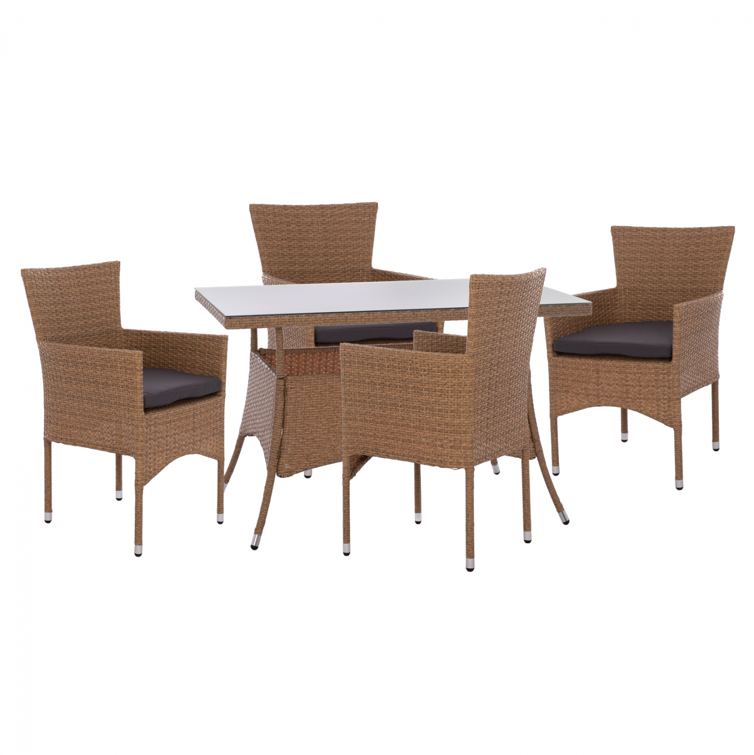 ΣΕΤ ΤΡΑΠΕΖΑΡΙΑΣ 5ΤΜΧ ΤΡΑΠ. 120Χ70 &amp; ΠΟΛΥΘΡΟΝΕΣ WICKER RATTAN ΜΠΕΖ ΚΑΦΕ HM11712.32 1