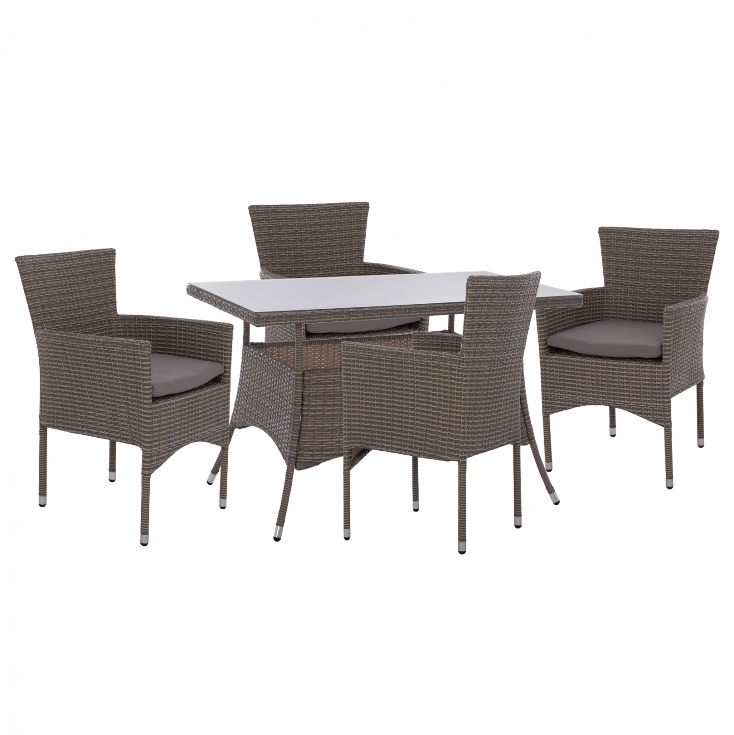 ΣΕΤ ΤΡΑΠΕΖΑΡΙΑΣ 5ΤΜΧ ΤΡΑΠ. 120Χ70 &amp; ΠΟΛΥΘΡΟΝΕΣ WICKER RATTAN ΓΚΡΙ HM11712.31 1
