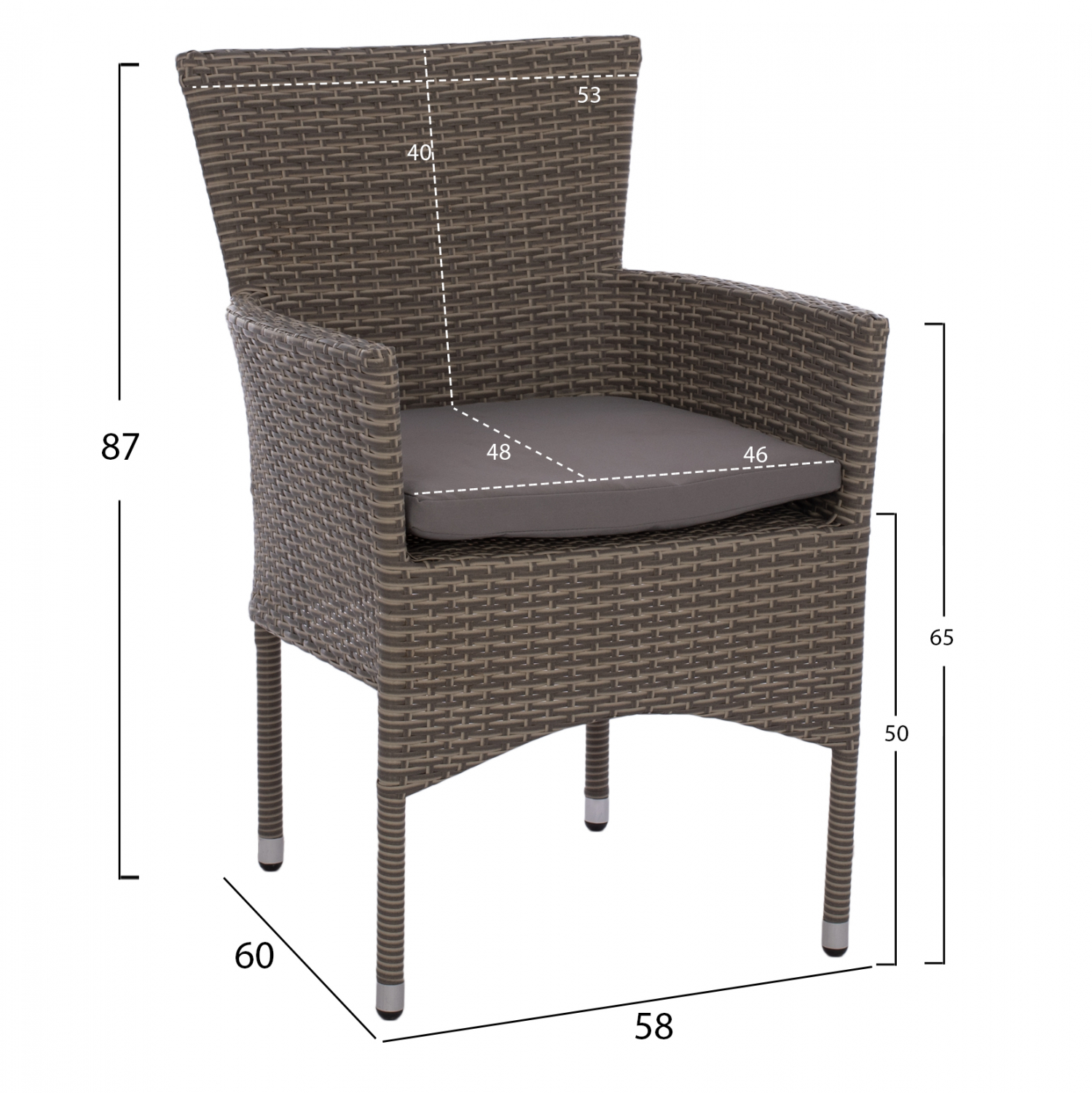 ΣΕΤ ΤΡΑΠΕΖΑΡΙΑΣ 5ΤΜΧ ΤΡΑΠ. 120Χ70 &amp; ΠΟΛΥΘΡΟΝΕΣ WICKER RATTAN ΓΚΡΙ HM11712.31 3