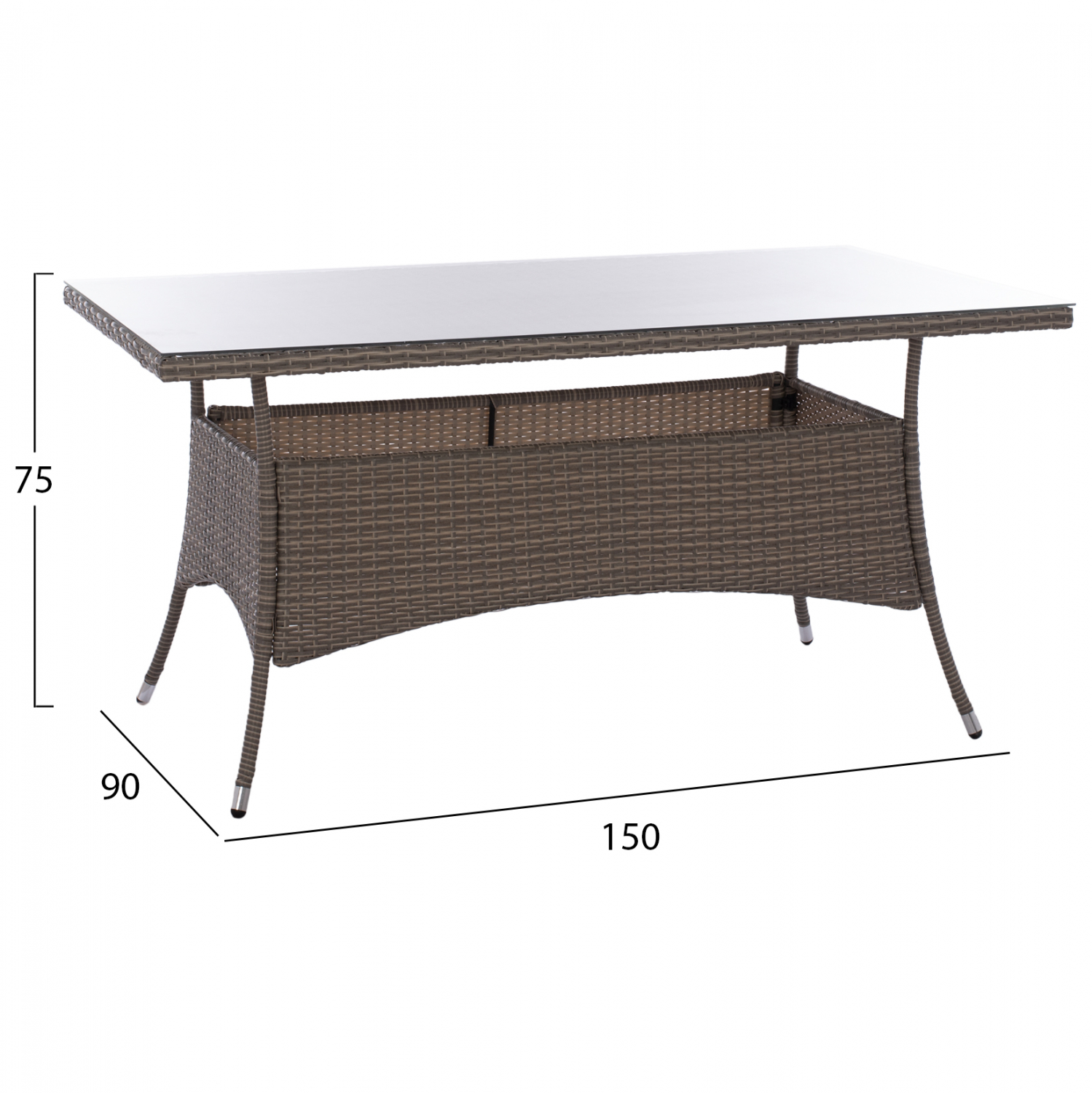 ΣΕΤ ΤΡΑΠΕΖΑΡΙΑΣ 5ΤΜΧ ΤΡΑΠ. 150Χ90 &amp; ΠΟΛΥΘΡΟΝΕΣ WICKER RATTAN ΓΚΡΙ HM11713.01 2