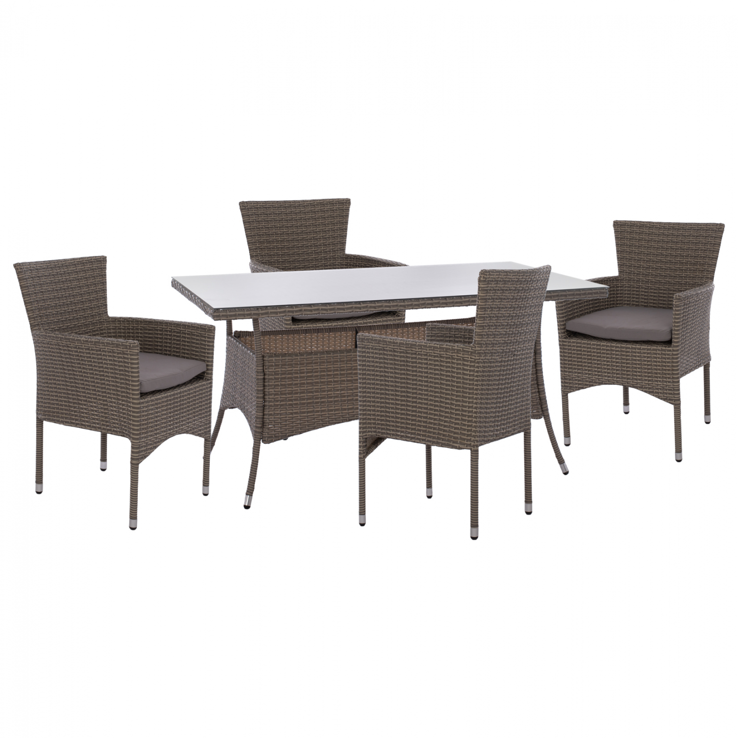 ΣΕΤ ΤΡΑΠΕΖΑΡΙΑΣ 5ΤΜΧ ΤΡΑΠ. 150Χ90 &amp; ΠΟΛΥΘΡΟΝΕΣ WICKER RATTAN ΓΚΡΙ HM11714.01 1