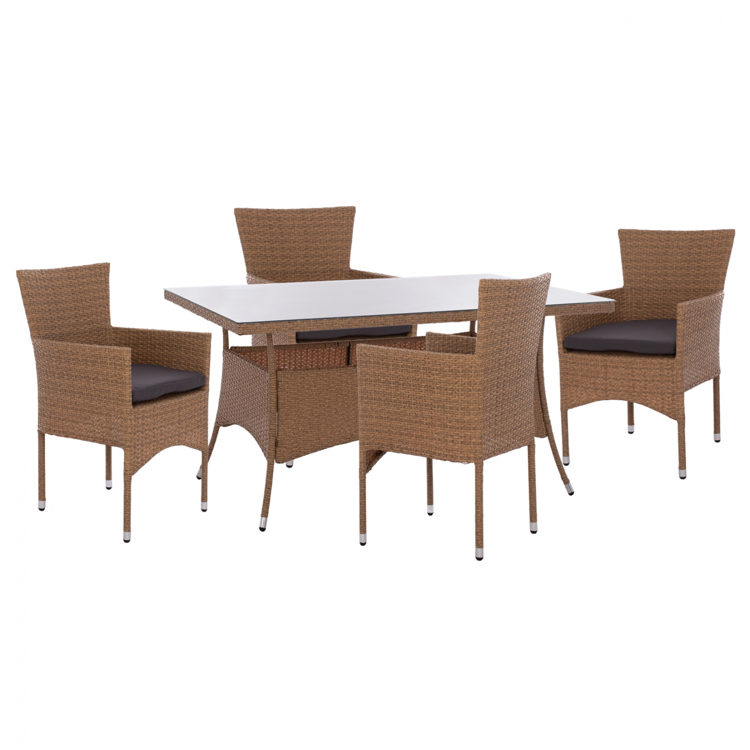 ΣΕΤ ΤΡΑΠΕΖΑΡΙΑΣ 5ΤΜΧ ΤΡΑΠ. 150Χ90 &amp; ΠΟΛΥΘΡΟΝΕΣ WICKER RATTAN ΜΠΕΖ ΚΑΦΕ HM11714.02 1