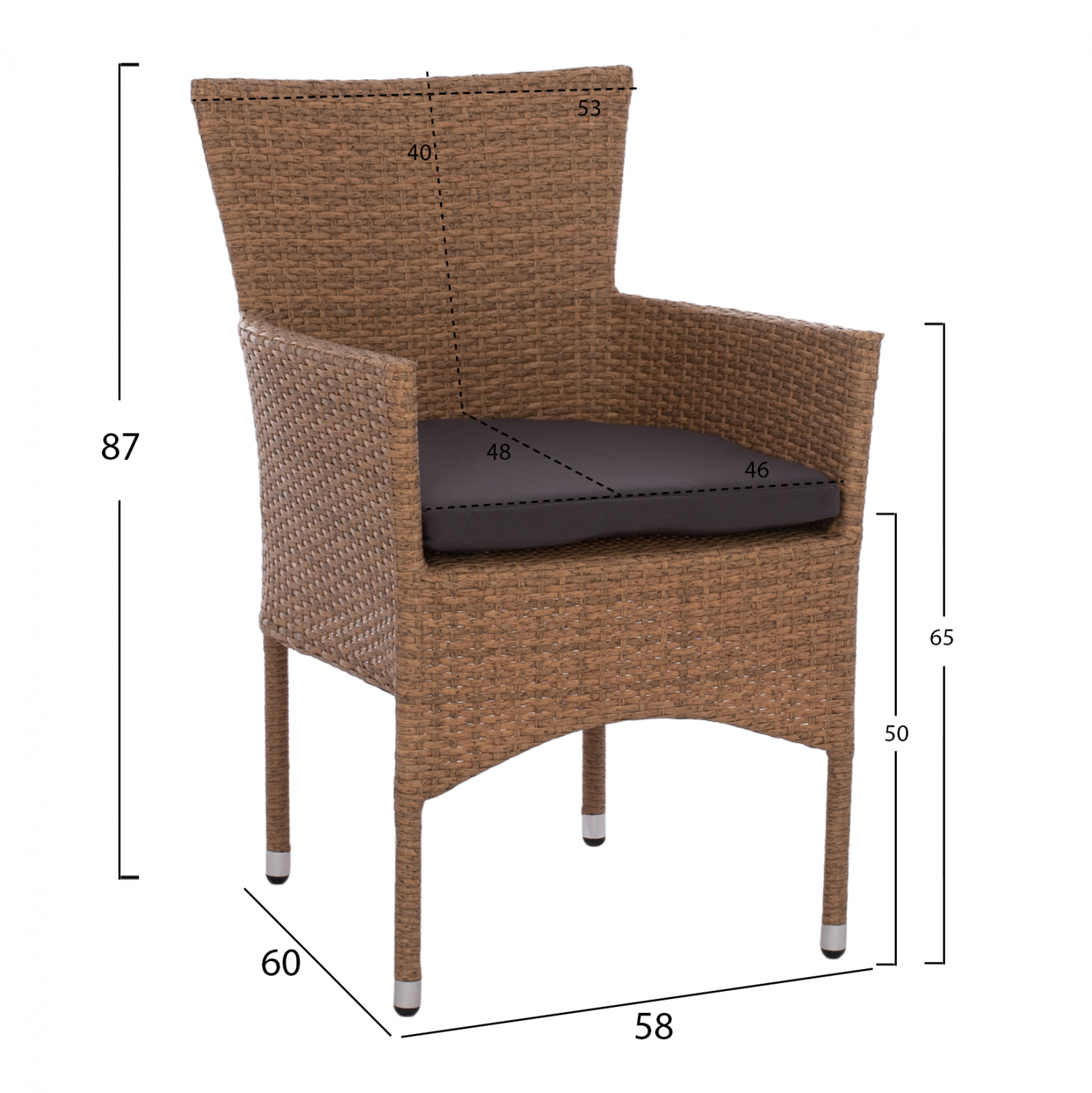 ΣΕΤ ΤΡΑΠΕΖΑΡΙΑΣ 5ΤΜΧ ΤΡΑΠ. 150Χ90 &amp; ΠΟΛΥΘΡΟΝΕΣ WICKER RATTAN ΜΠΕΖ ΚΑΦΕ HM11714.02 3