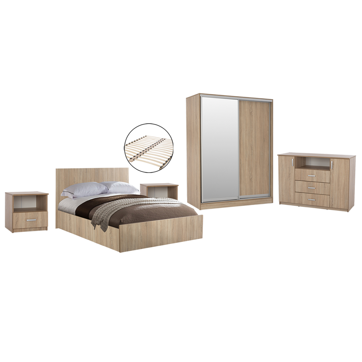 ΣΕΤ ΚΡΕΒΑΤΟΚΑΜΑΡΑΣ 6ΤΜΧ ADLER HM11759 ΜΕΛΑΜΙΝΗ SONAMA OAK-ΓΙΑ ΣΤΡΩΜΑ 160x200εκ 1