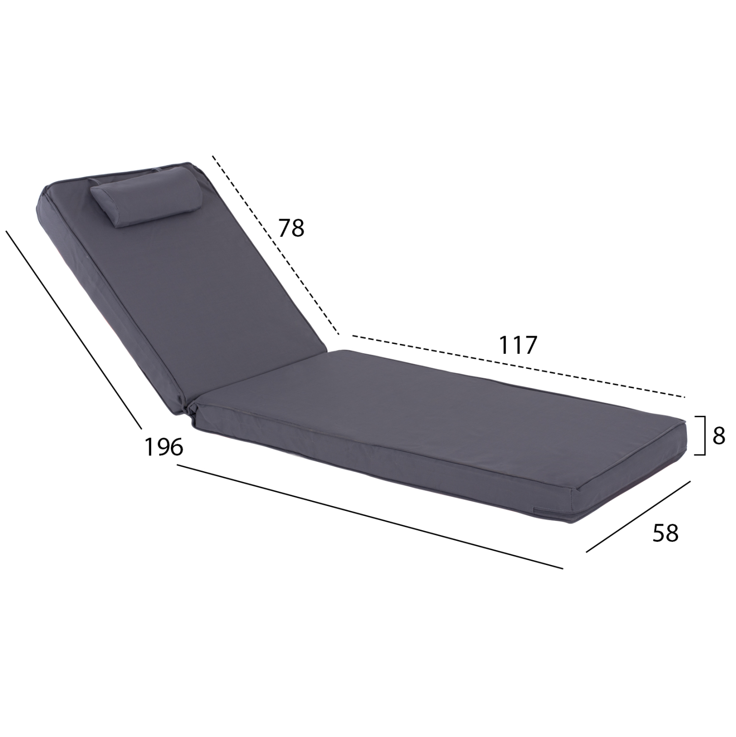 ΜΑΞΙΛΑΡΙ ΞΑΠΛΩΣΤΡΑΣ TEXTILENE 600gr SIFNOS ΓΚΡΙ HM11236.30T 196(117+1+78)x58x9εκ. 2
