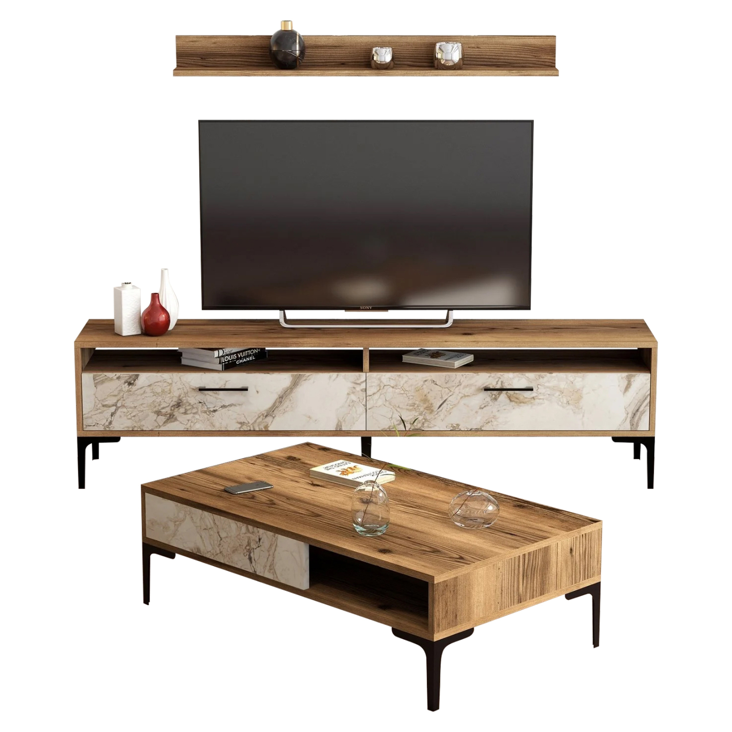 ΣΥΝΘΕΣΗ ΣΑΛΟΝΙΟΥ ΜΕΛΑΜΙΝΗΣ 2ΤΜΧ ΚΑΡΥΔΙ-WHITE MARBLE HM11855.02 1