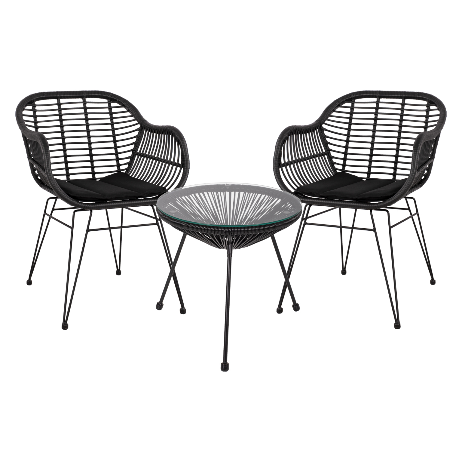 ΣΕΤ ΤΡΑΠΕΖΑΡΙΑΣ 3ΤΜΧ HM11871 ΜΕΤΑΛΛΟ &amp; RATTAN ΣΕ ΜΑΥΡΟ ΧΡΩΜΑ 1