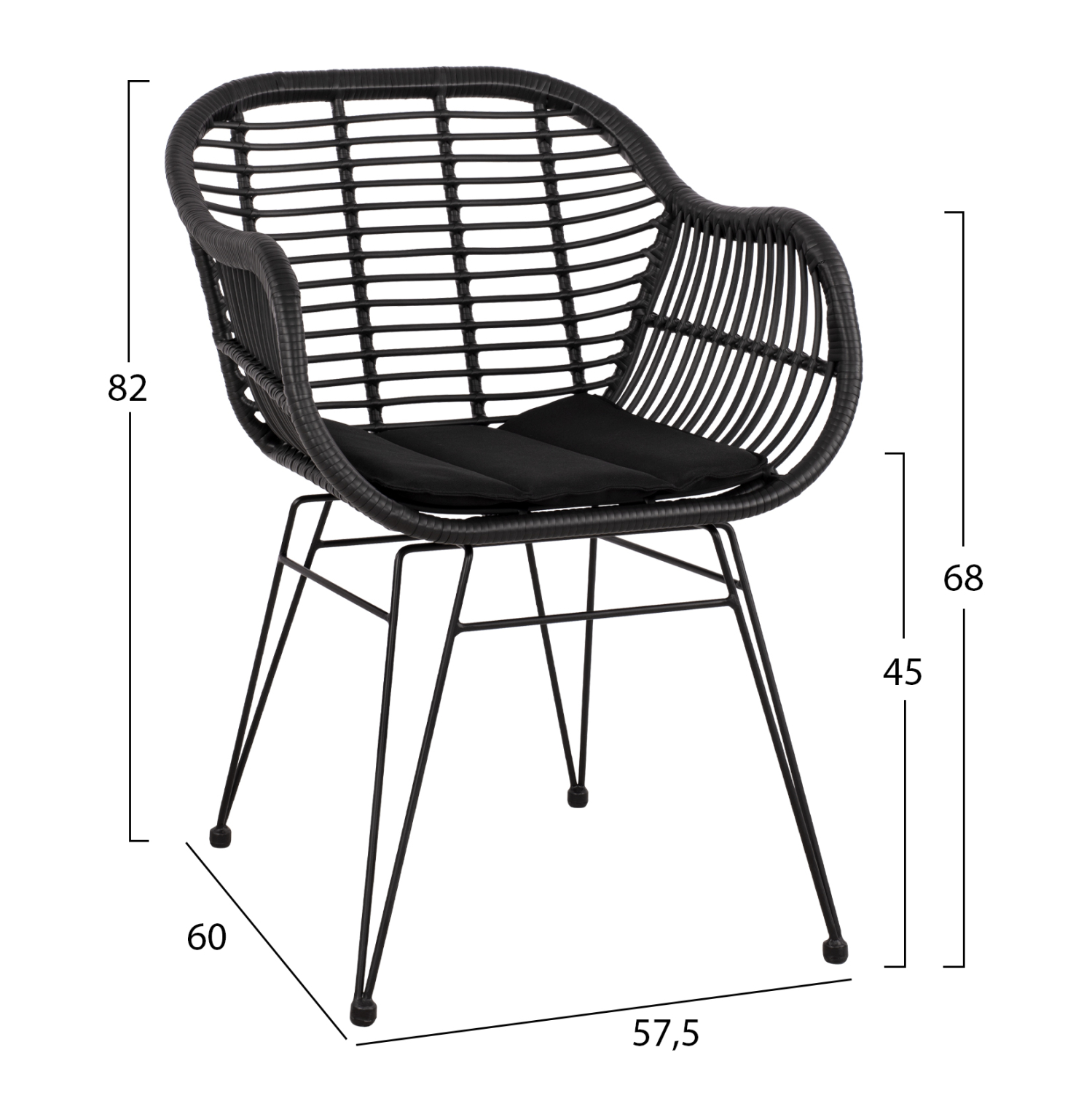 ΣΕΤ ΤΡΑΠΕΖΑΡΙΑΣ 3ΤΜΧ HM11871 ΜΕΤΑΛΛΟ &amp; RATTAN ΣΕ ΜΑΥΡΟ ΧΡΩΜΑ 2