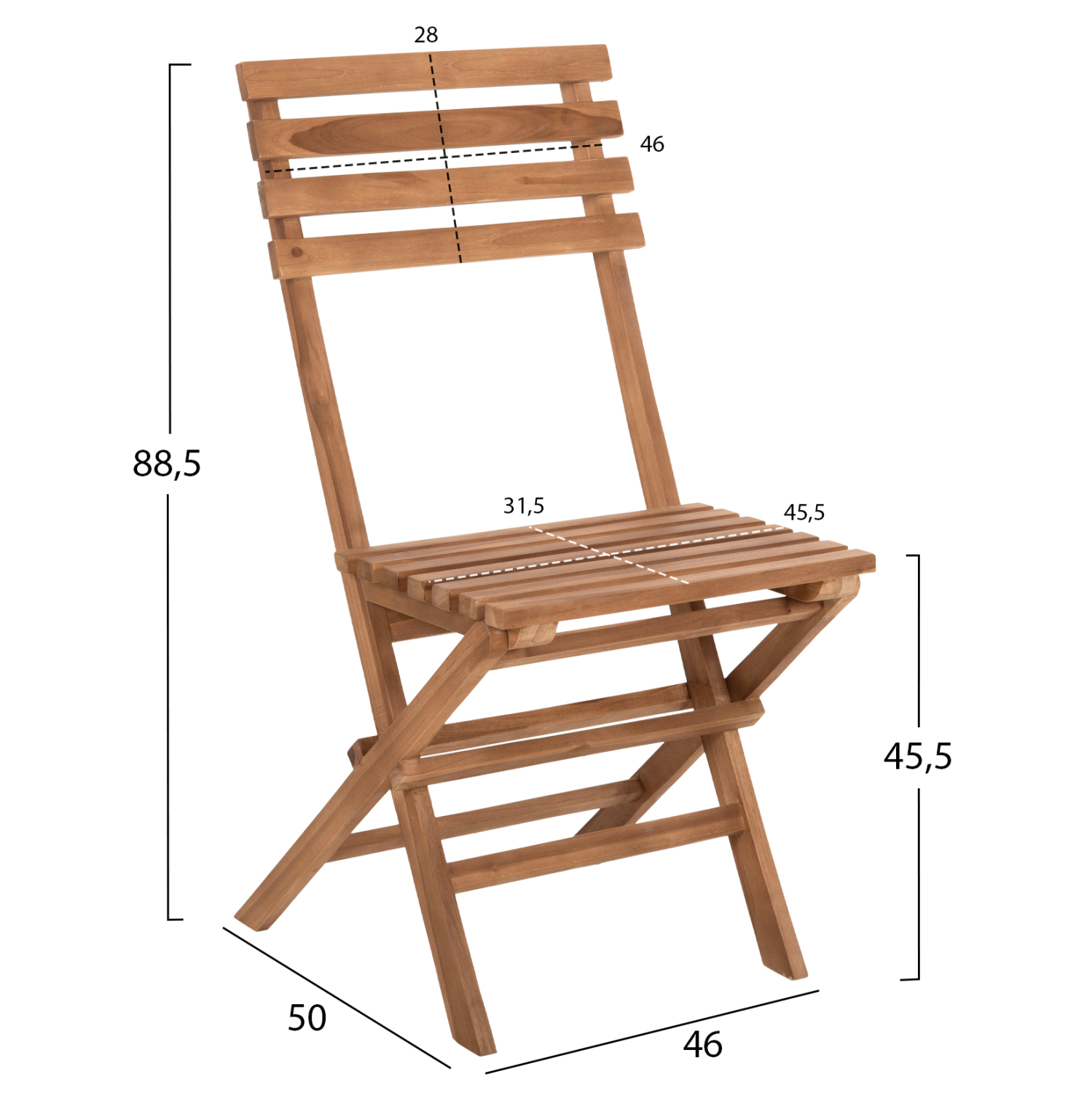 ΣΕΤ 3ΤΜΧ ΕΞΩΤ.ΧΩΡΟΥ ΠΤΥΣΣΟΜΕΝΟ KENDYR HM9907 ΜΑΣΙΦ TEAK ΞΥΛΟ-ΦΥΣΙΚΟ 46x50x88,5Υ 2