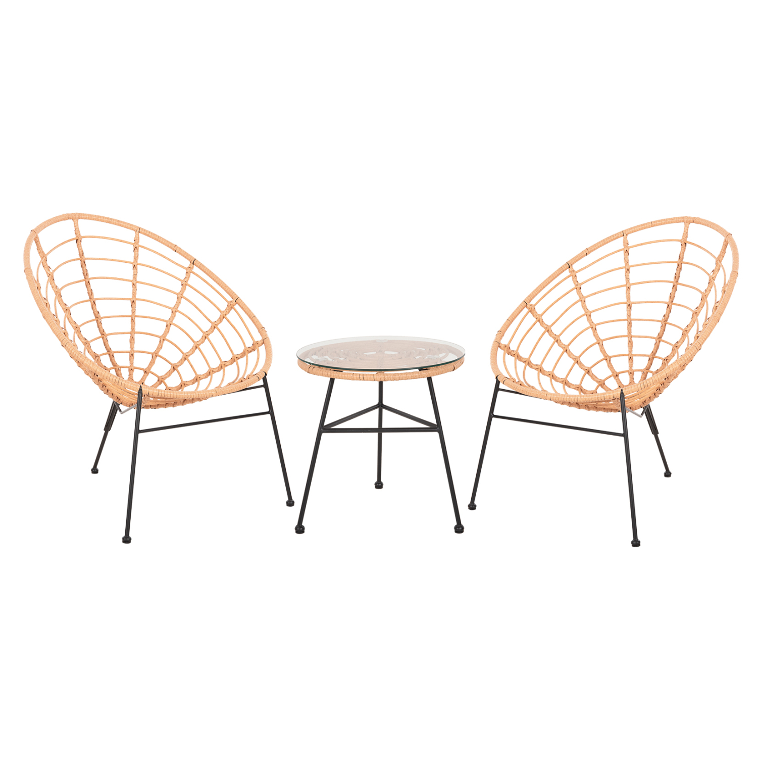 ΣΕΤ ΕΞΩΤΕΡΙΚΟΥ ΧΩΡΟΥ 3ΤΜΧ ALLEGRA HM21047.11 ΜΠΕΖ ΣΥΝΘ.RATTAN-ΜΕΤΑΛΛΟ ΣΕ ΜΑΥΡΟ 1