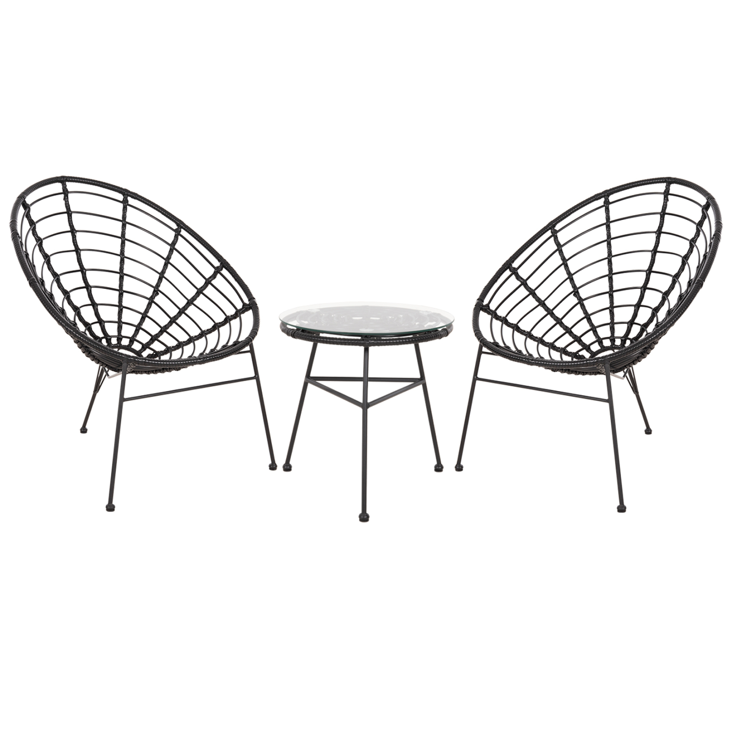 ΣΕΤ ΕΞΩΤΕΡΙΚΟΥ ΧΩΡΟΥ 3ΤΜΧ ALLEGRA HM21047.12 ΜΑΥΡΟ ΣΥΝΘ.RATTAN &amp; ΜΕΤΑΛΛΟ 1