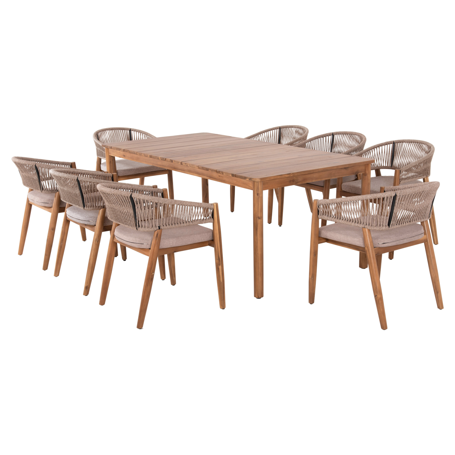 ΣΕΤ ΤΡΑΠΕΖΑΡΙΑΣ 9ΤΜΧ NAVANT HM21066.02 ΤΡΑΠΕΖΙ &amp; 8 ΚΑΡΕΚΛΕΣ ΞΥΛΟ ΑΚΑΚΙΑΣ-ΣΧΟΙΝΙ ΜΠΕΖ 4