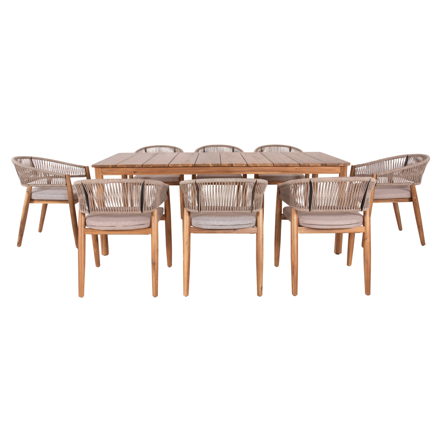 ΣΕΤ ΤΡΑΠΕΖΑΡΙΑΣ 9ΤΜΧ NAVANT HM21066.02 ΤΡΑΠΕΖΙ &amp; 8 ΚΑΡΕΚΛΕΣ ΞΥΛΟ ΑΚΑΚΙΑΣ-ΣΧΟΙΝΙ ΜΠΕΖ 6