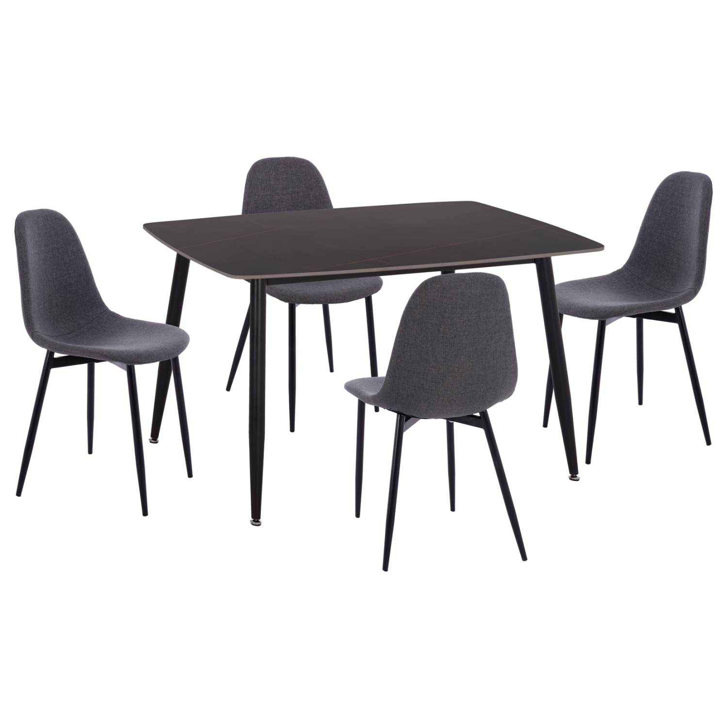 ΣΕΤ ΤΡΑΠΕΖΑΡΙΑΣ 5ΤΜΧ RAVEN HM21068.02 ΚΕΡΑΜΙΚΟ TOP ΜΑΥΡΟ ΜΑΡΜΑΡΟ--ΓΚΡΙ ΥΦΑΣΜΑ 1