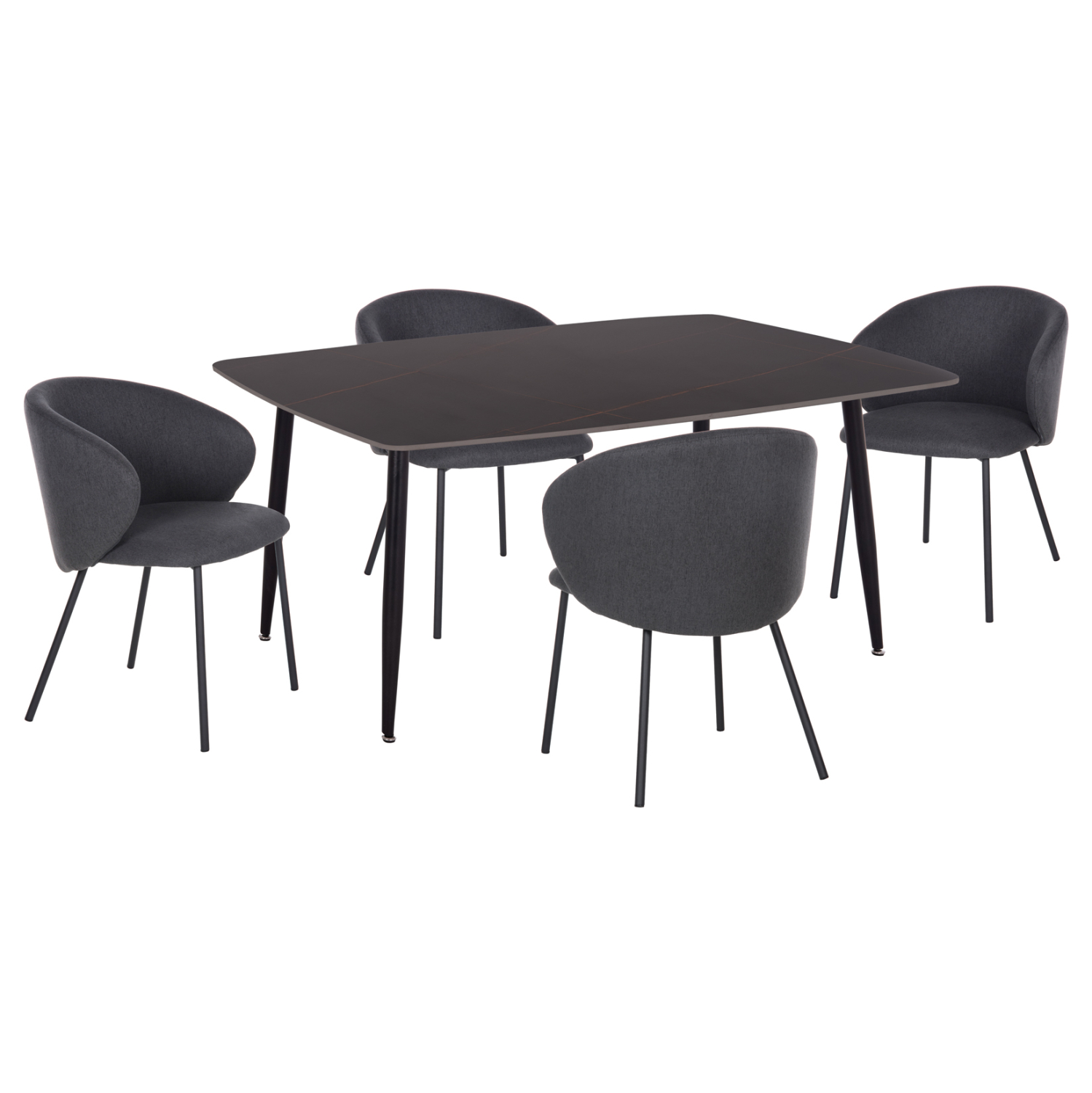 ΣΕΤ ΤΡΑΠΕΖΑΡΙΑΣ 5ΤΜΧ RAVEN HM21069.02 ΚΕΡΑΜΙΚΟ TOP ΜΑΥΡΟ ΜΑΡΜΑΡΟ &amp; 4 ΚΑΡΕΚΛΕΣ 1