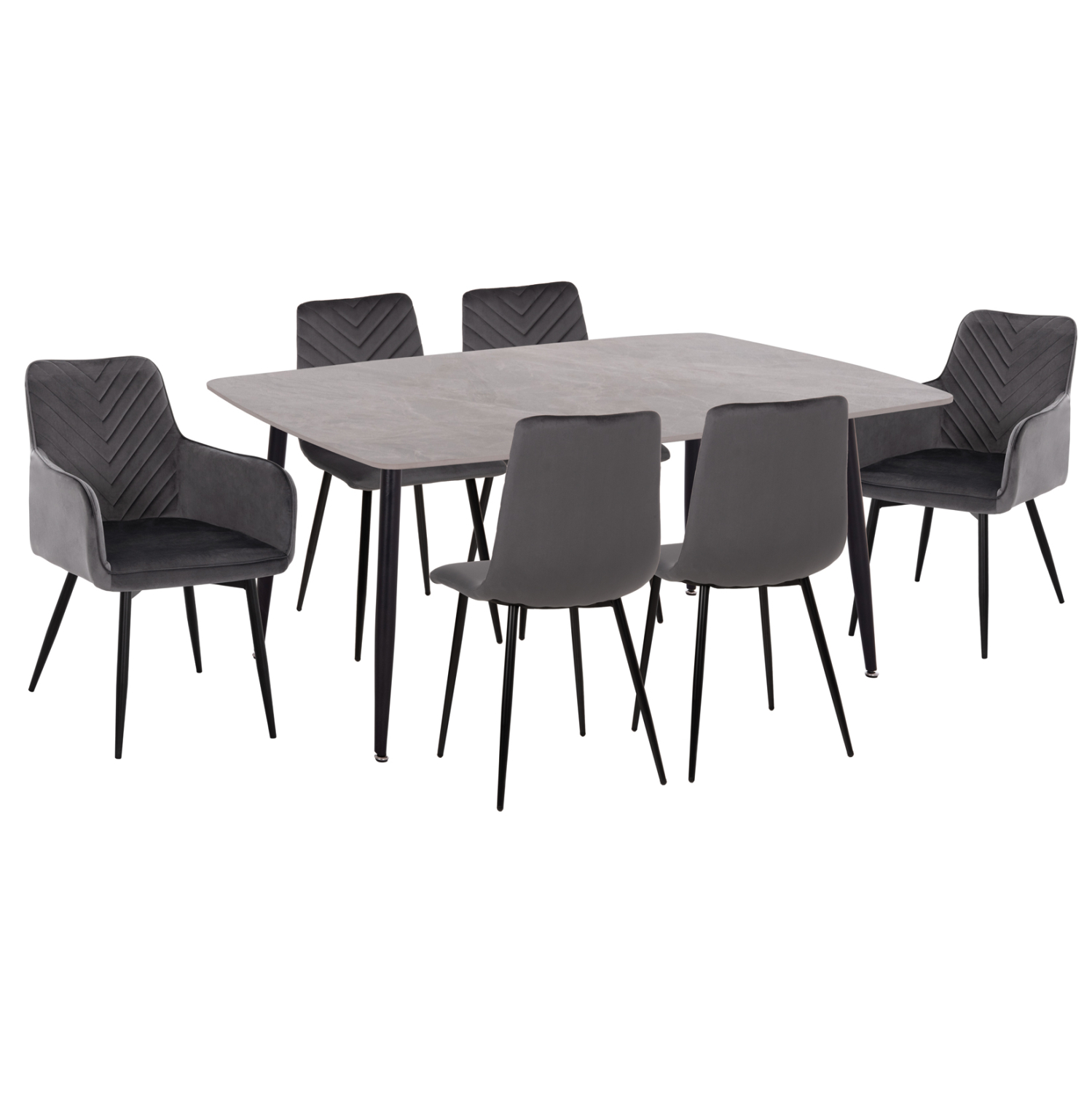 ΣΕΤ ΤΡΑΠΕΖΑΡΙΑΣ 7ΤΜΧ RAVEN HM21070.03 ΚΕΡΑΜΙΚΟ TOP--4 ΚΑΡΕΚΛΕΣ &amp; 2 ΠΟΛΥΘΡΟΝΕΣ ΓΚΡΙ 1