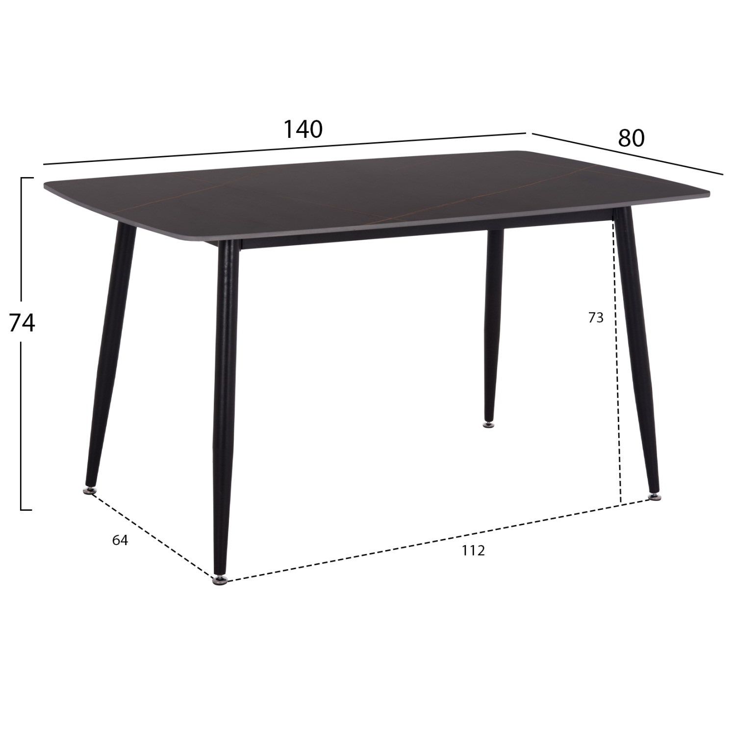 ΣΕΤ ΤΡΑΠΕΖΑΡΙΑΣ 5ΤΜΧ RAVEN HM21072.02 ΚΕΡΑΜΙΚΟ TOP ΜΑΥΡΟ ΜΑΡΜΑΡΟ &amp; 4 ΚΑΡΕΚΛΕΣ 2