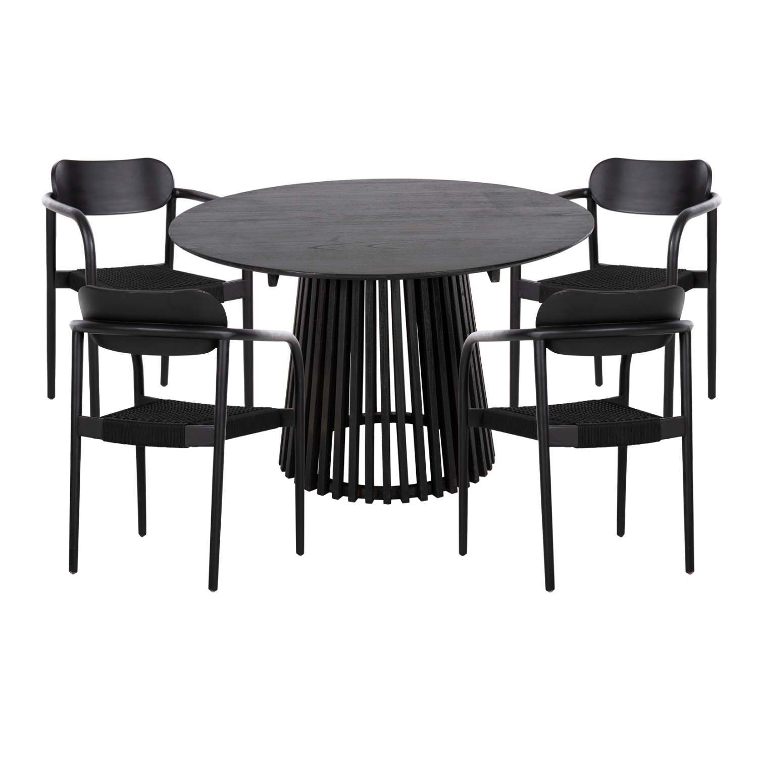 ΣΕΤ ΤΡΑΠΕΖΑΡΙΑΣ 5ΤΜΧ OSLO HM21075.01 ΣΤΡΟΓΓΥΛΟ ΤΡΑΠΕΖΙ Φ120εκ. &amp; 4 ΚΑΡΕΚΛΕΣ-ΜΑΥΡΟ 1