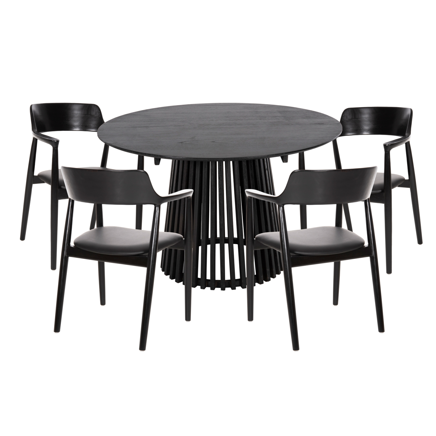 ΣΕΤ ΤΡΑΠΕΖΑΡΙΑΣ 5ΤΜΧ KINGSLEY HM21075.02 ΣΤΡΟΓΓΥΛΟ ΤΡΑΠΕΖΙ Φ120εκ.&amp; 4 ΚΑΡΕΚΛΕΣ-ΜΑΥΡΟ 1
