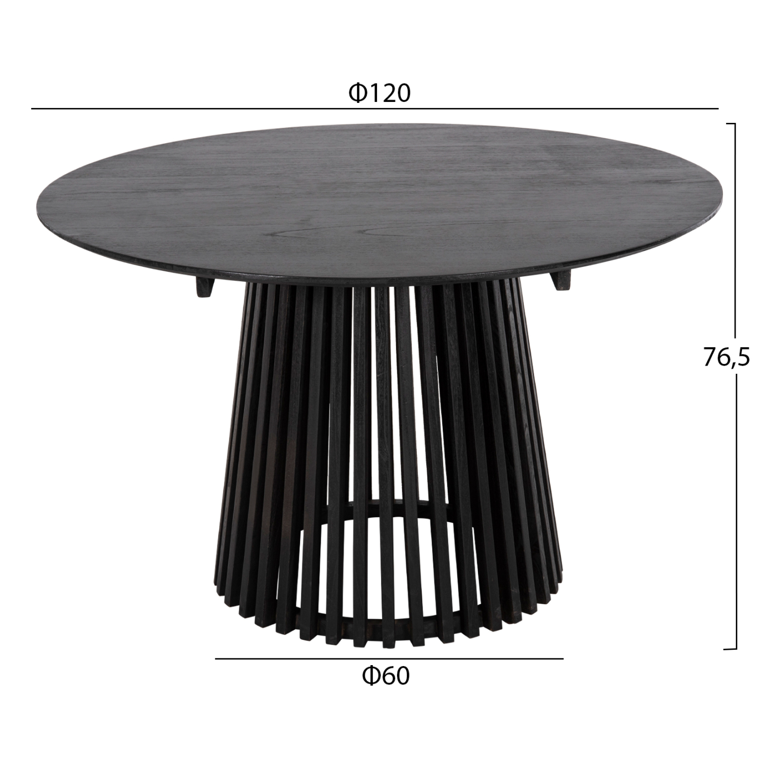 ΣΕΤ ΤΡΑΠΕΖΑΡΙΑΣ 5ΤΜΧ KINGSLEY HM21075.02 ΣΤΡΟΓΓΥΛΟ ΤΡΑΠΕΖΙ Φ120εκ.&amp; 4 ΚΑΡΕΚΛΕΣ-ΜΑΥΡΟ 2