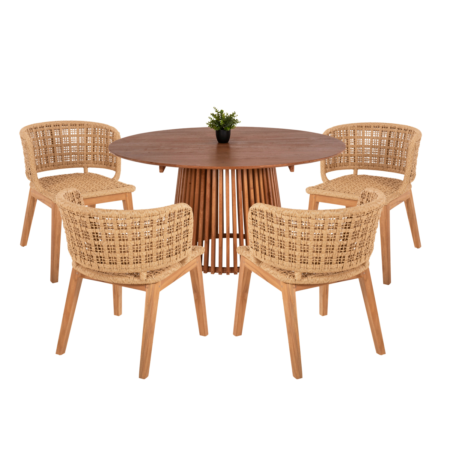 ΣΕΤ ΤΡΑΠΕΖΑΡΙΑΣ 5ΤΜΧ FARLEY HM21076.02 ΣΤΡΟΓΓΥΛΟ ΤΡΑΠΕΖΙ Φ150εκ. &amp; 4 ΚΑΡΕΚΛΕΣ 1