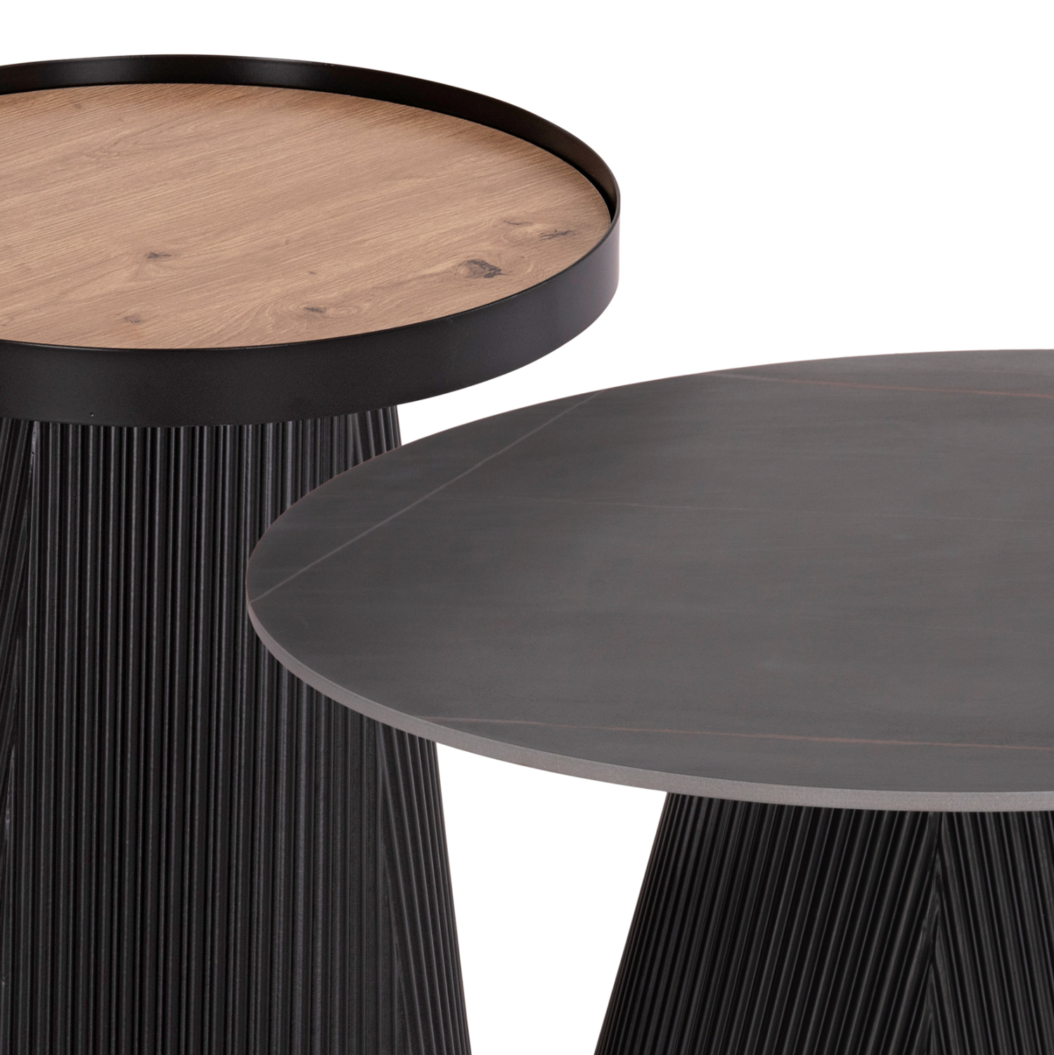 ΣΕΤ 2ΤΜΧ ΤΡΑΠΕΖΙΑ ΣΑΛΟΝΙΟΥ DUNCAN HM21081 MDF ΚΑΙ ΚΕΡΑΜΙΚΟ TOP Φ80εκ &amp; Φ45εκ 4