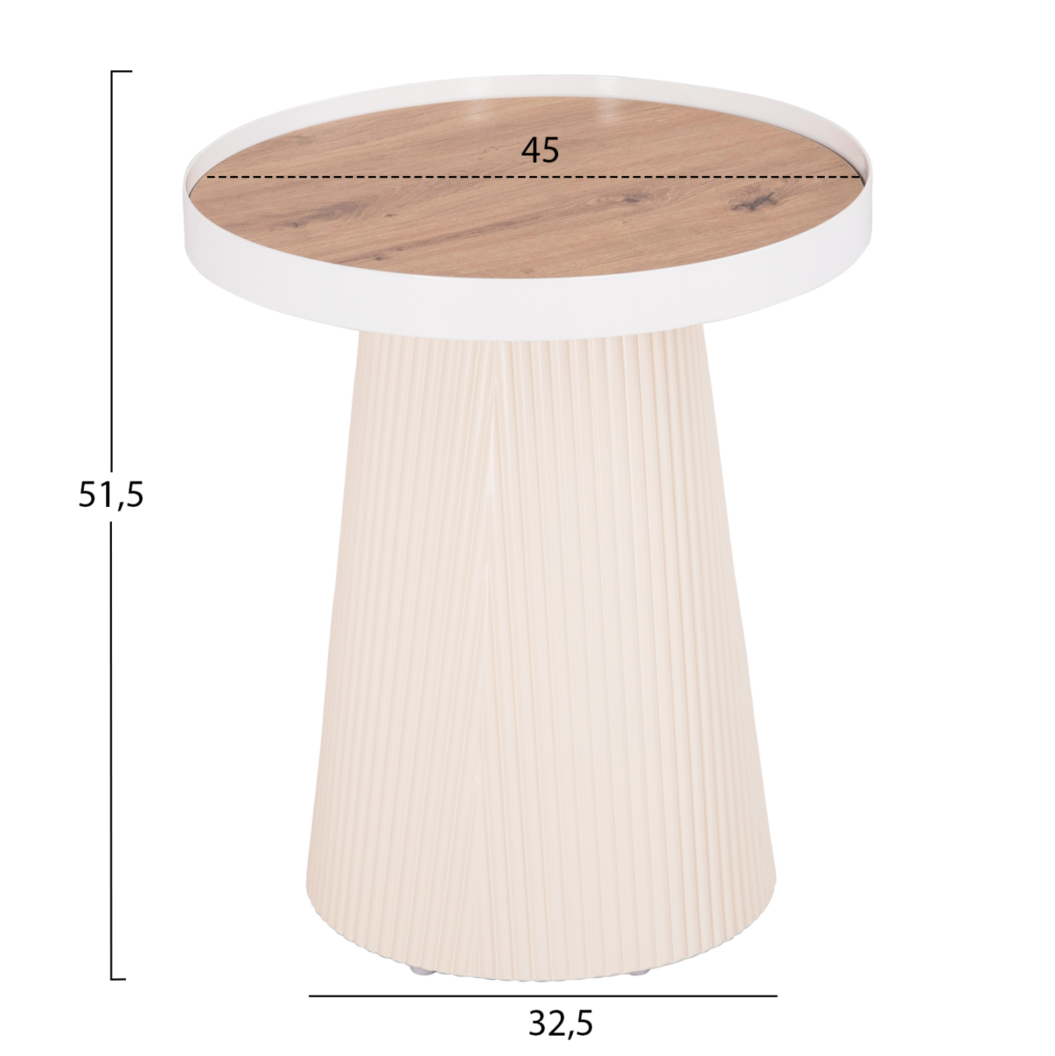 ΣΕΤ 2ΤΜΧ ΤΡΑΠΕΖΙΑ ΣΑΛΟΝΙΟΥ DUNCAN HM21082 MDF ΚΡΕΜ ΚΑΙ ΚΕΡΑΜΙΚΟ TOP Φ80εκ &amp; Φ45εκ 3