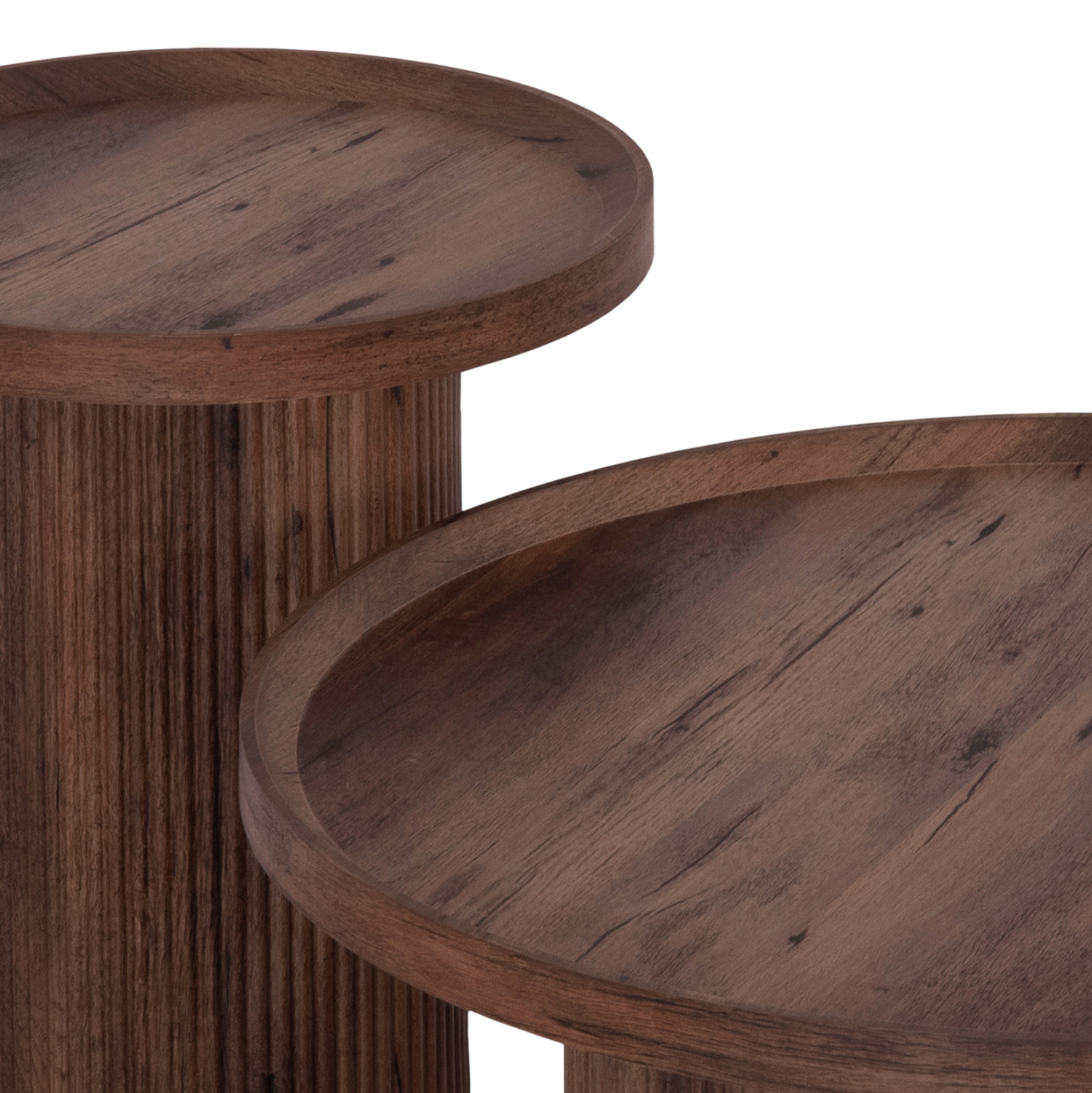 ΣΕΤ 2ΤΜΧ ΤΡΑΠΕΖΙΑ ΣΑΛΟΝΙΟΥ MARGON HM21084 MDF ΣΚΟΥΡΟ ΚΑΦΕ Φ80εκ &amp; Φ45εκ 4